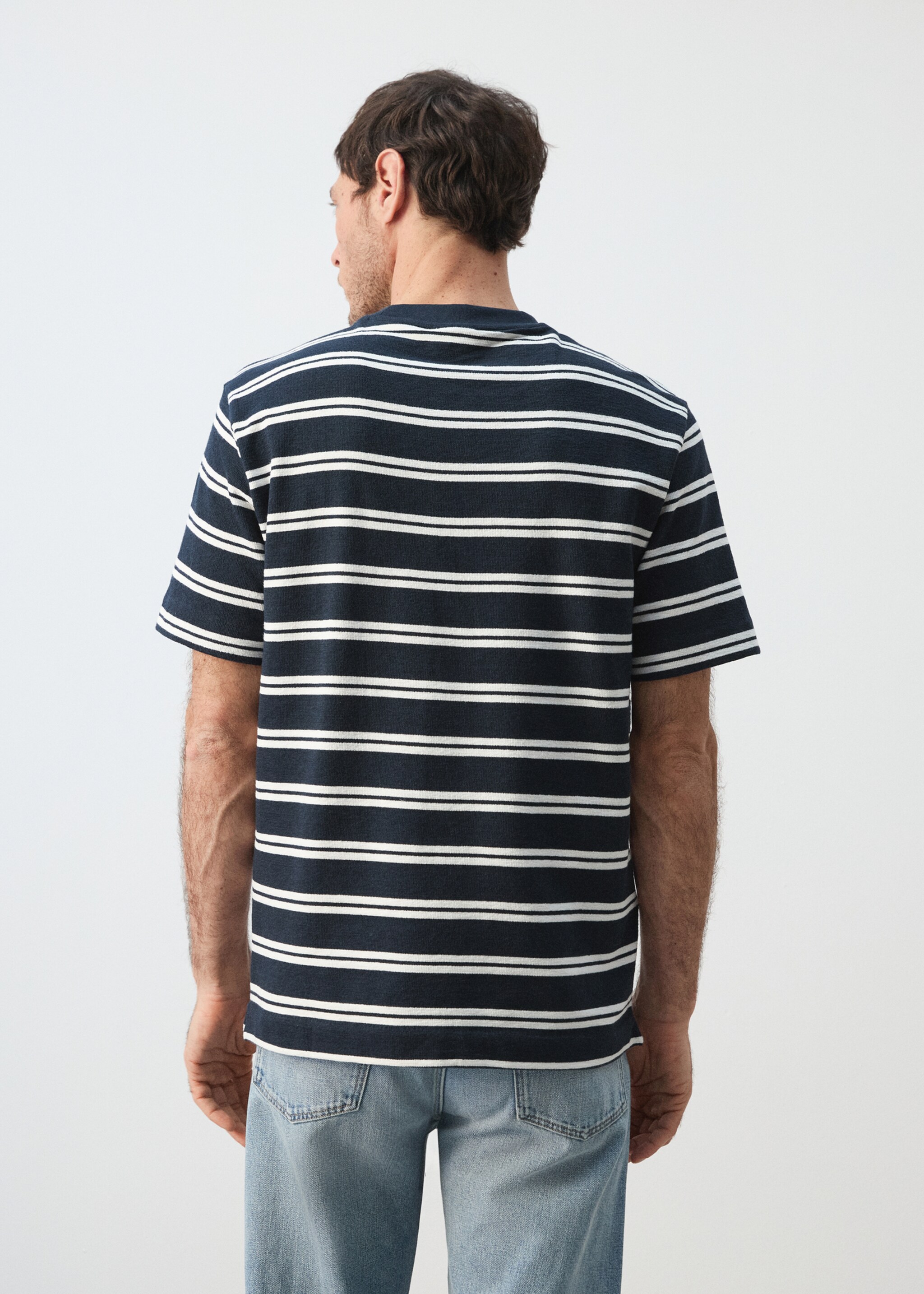 Camiseta regular fit rayas - Reverso del artículo, Azul marino. Ref: 27075987-00.