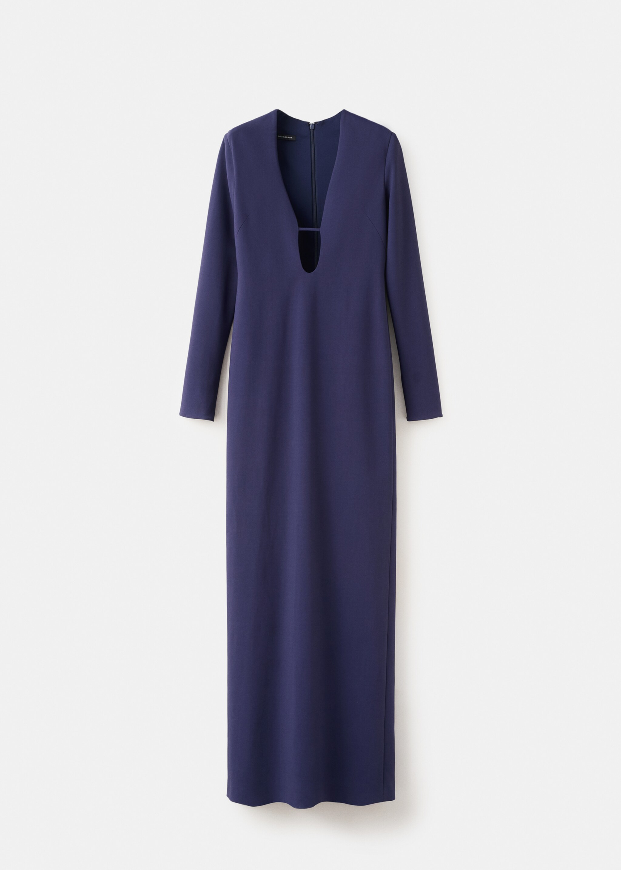 Robe longue col V - Article sans modèle, Bleu nuit. Ref: 27075992-00.