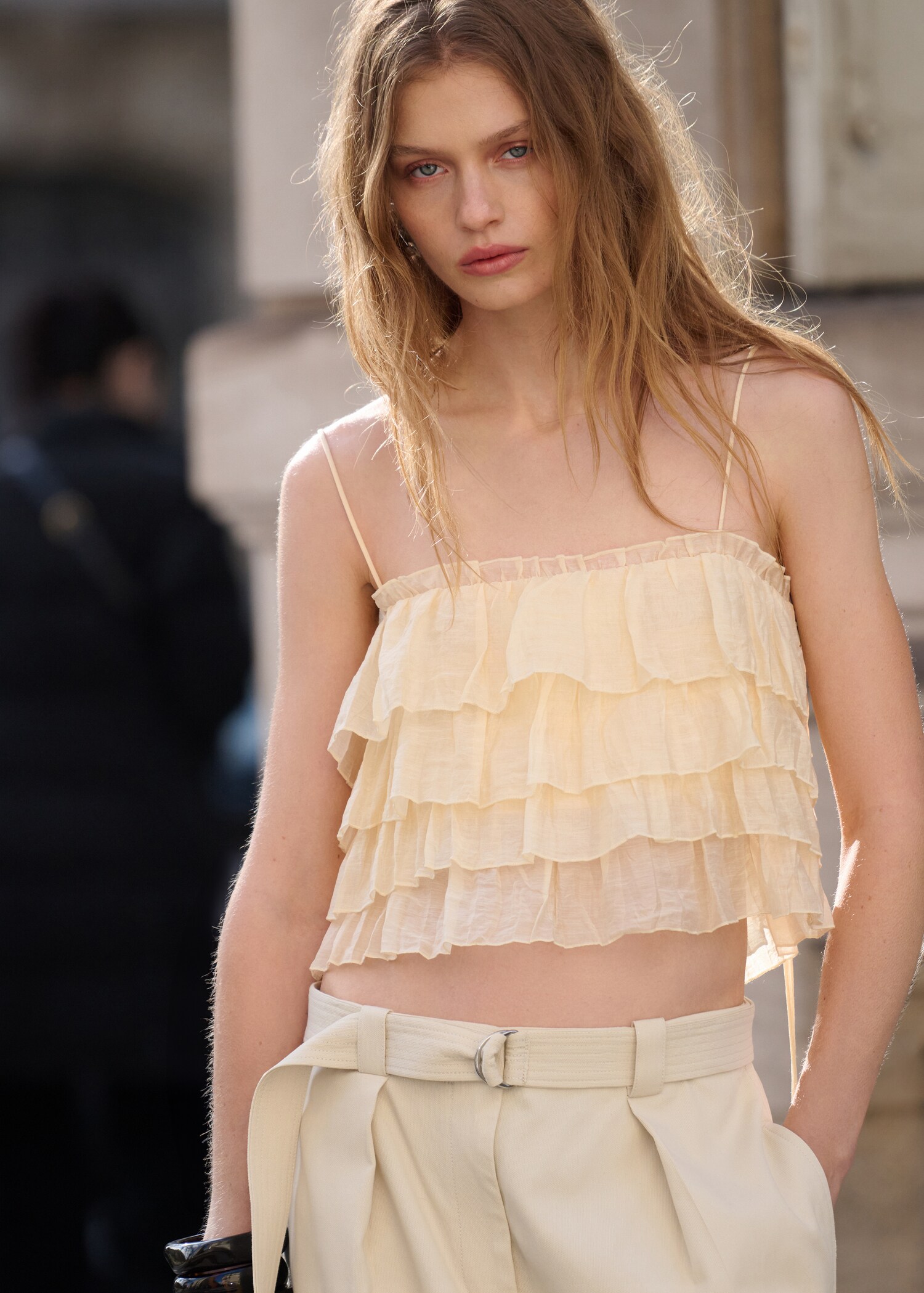 Ruffled lyocell top - Medium plane