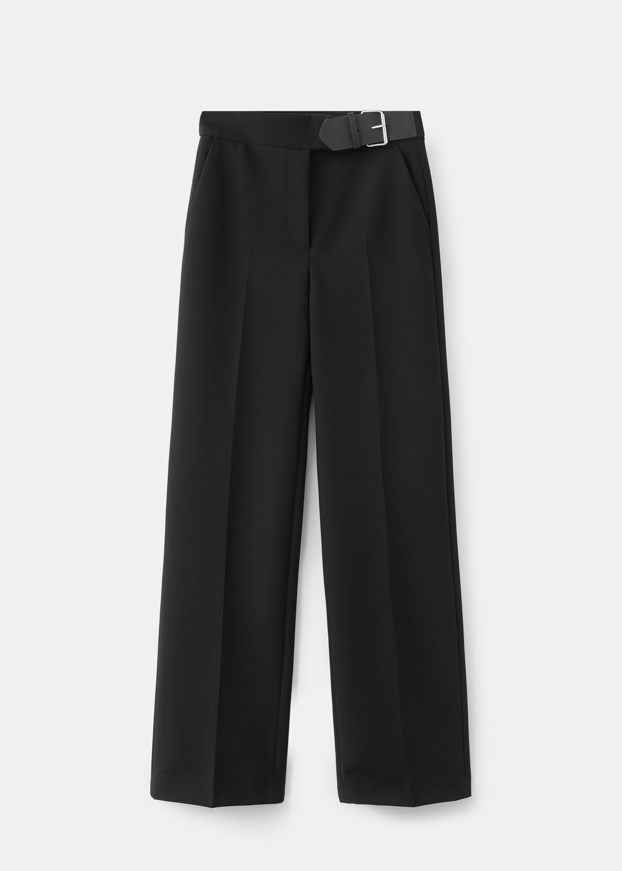 Pantalon droit avec ceinture - Article sans modèle, Noir. Ref: 27075997-00.