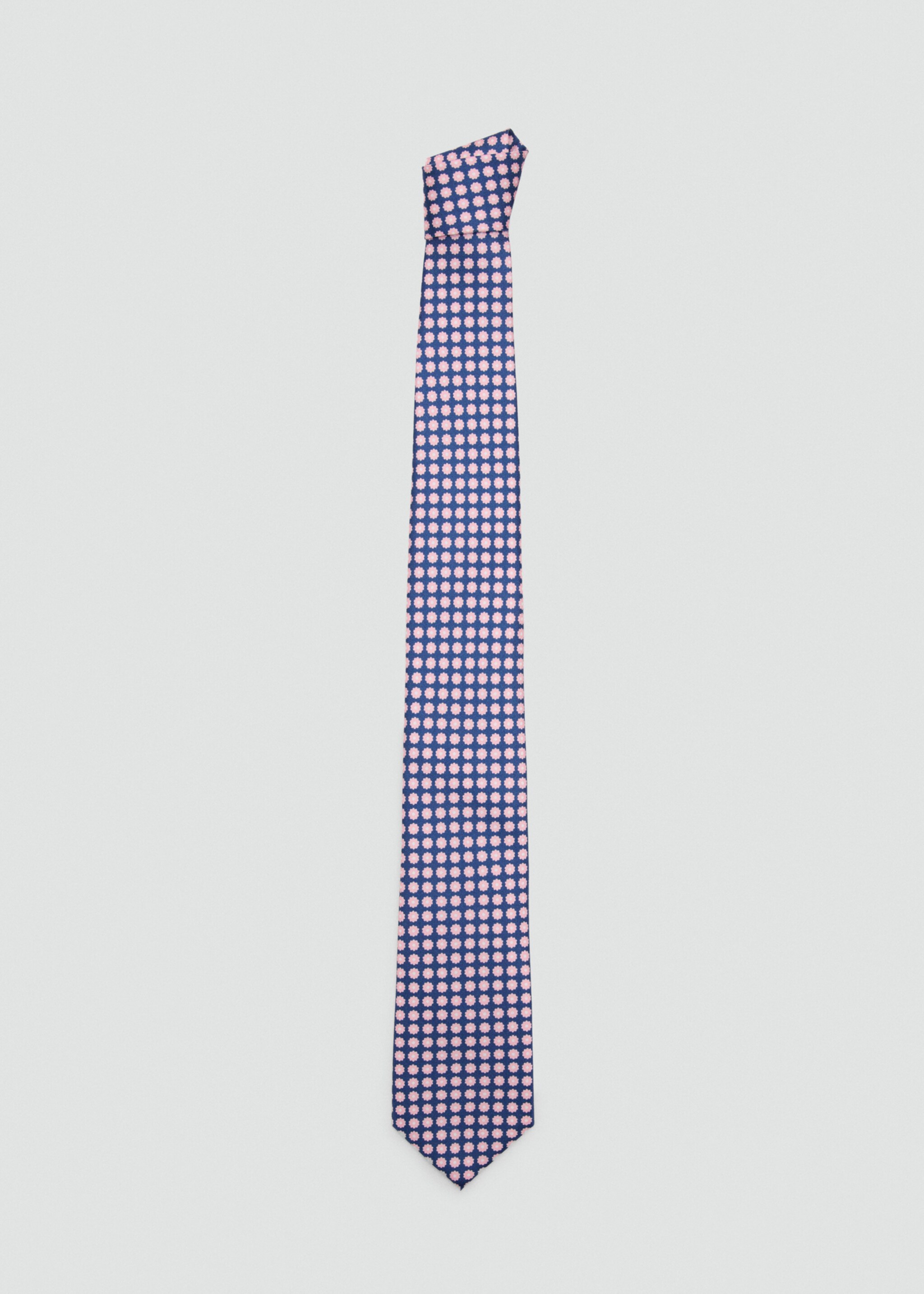 100% silk tie with floral print - Article without model, Navy. Ref: 27075998-00.