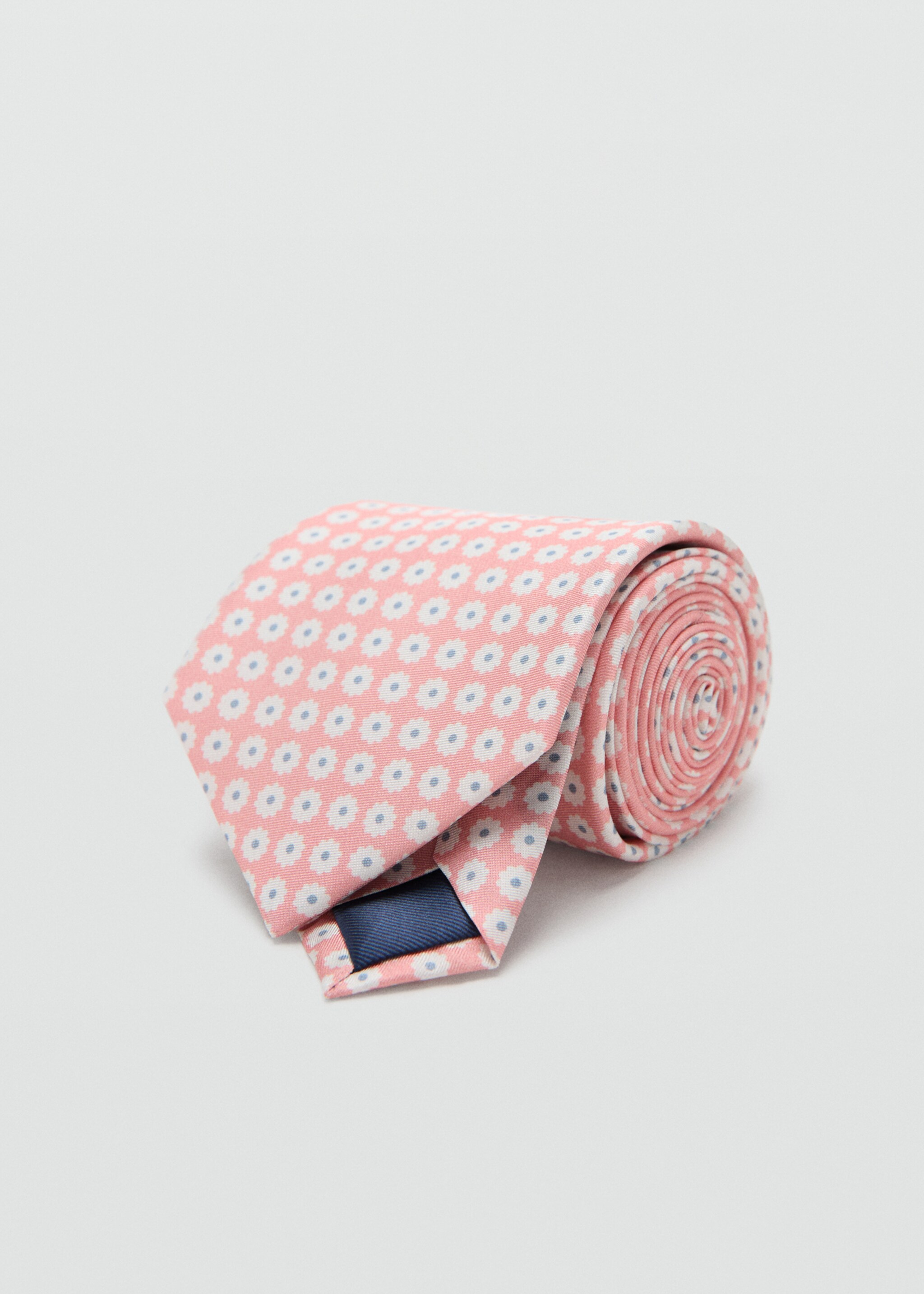 100% silk tie with floral print - Medium plane, Pastel Pink. Ref: 27075998-00.