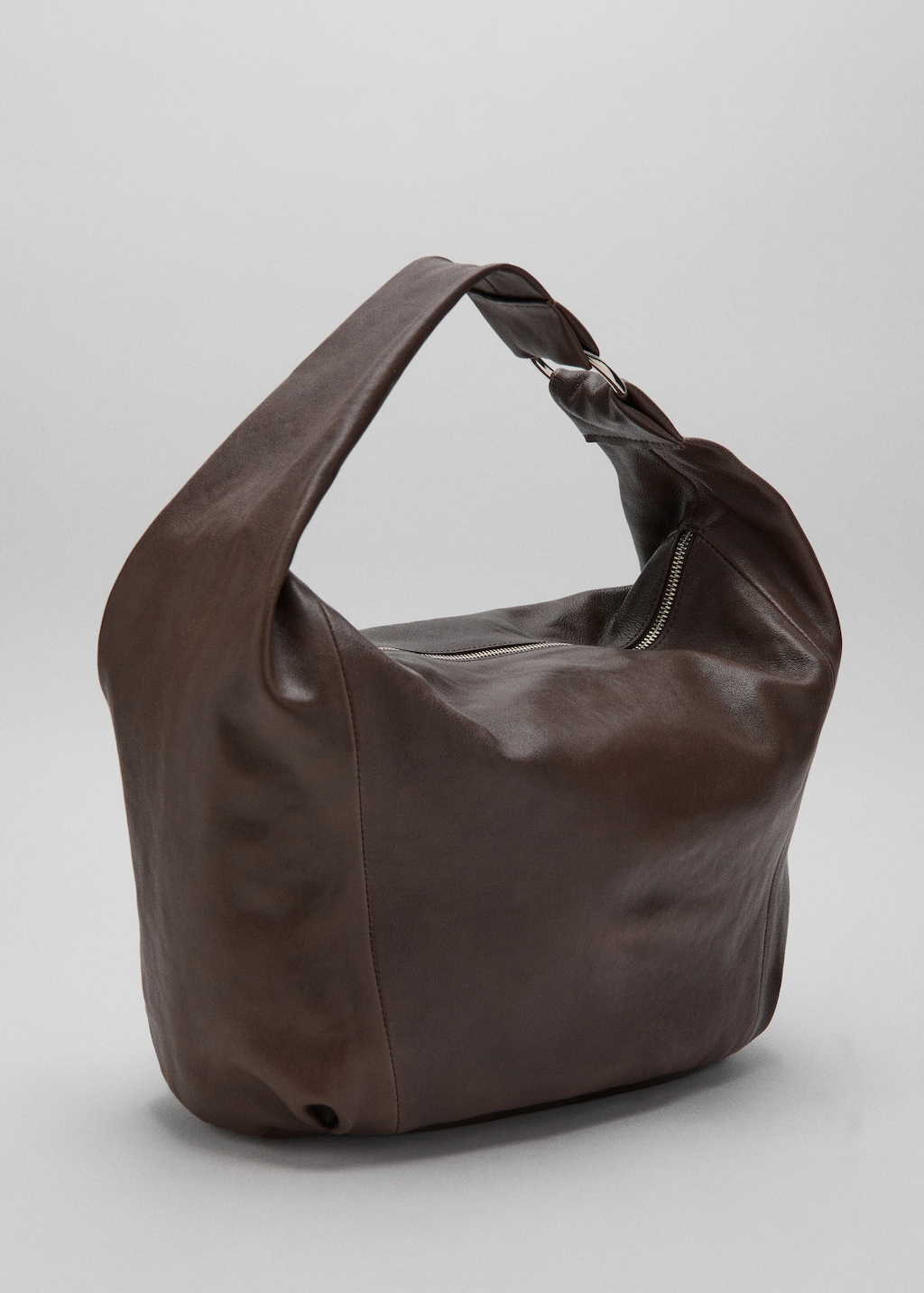 Leather sack-style bag with metallic detail - image 3