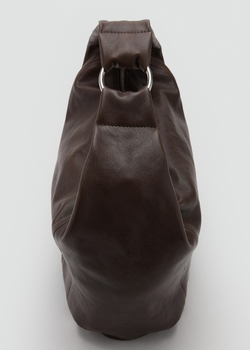Leather sack-style bag with metallic detail - image 4