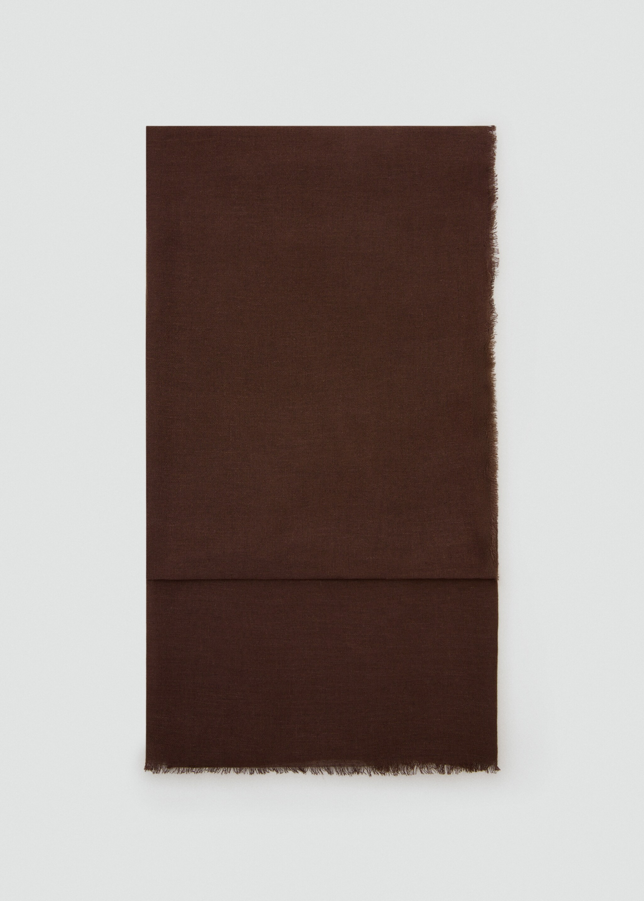 Льняной фуляр с необработанными краями - Изделие без модели, Шоколадный. Ref: 27076336-00.