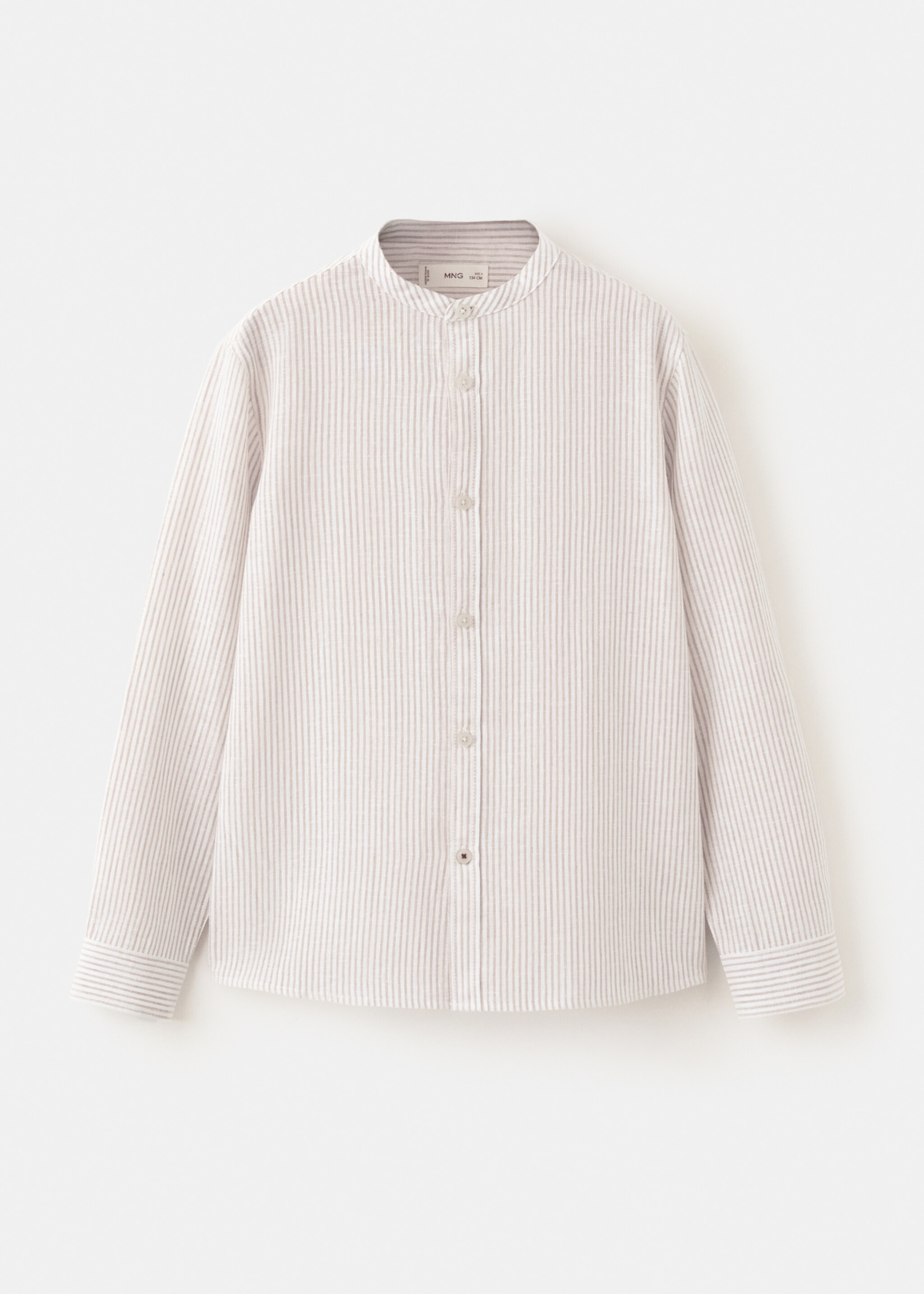 Striped linen-blend shirt - Article without model, Sand. Ref: 27076338-00.