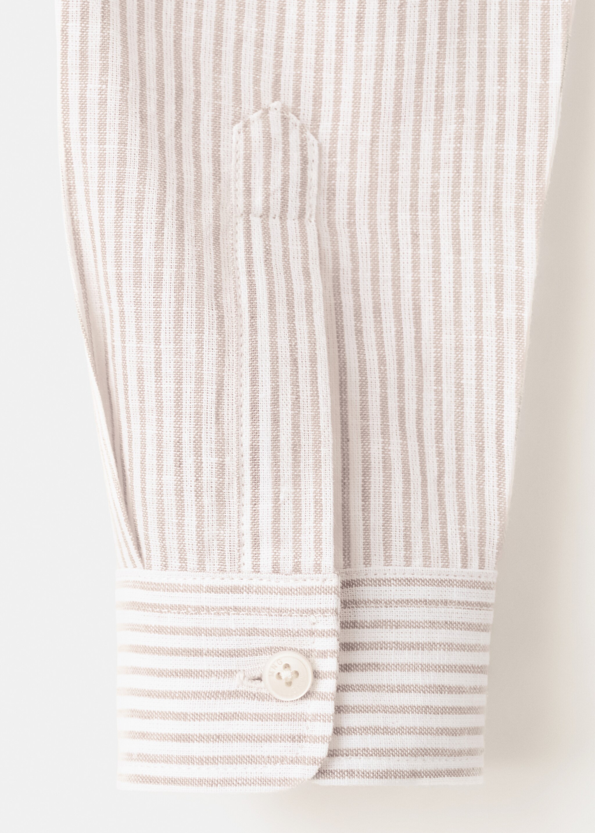 Striped linen-blend shirt - Details of the article 0, Sand. Ref: 27076338-00.