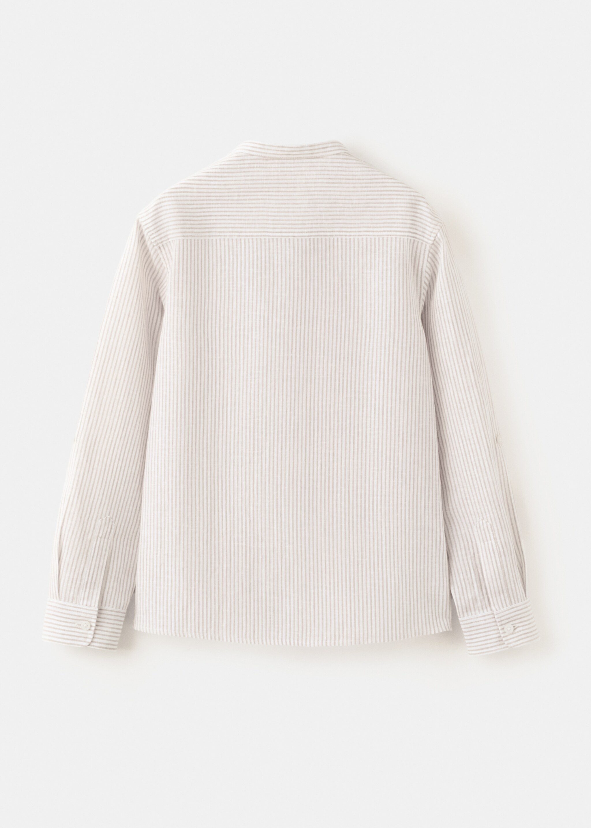 Striped linen-blend shirt - Reverse of the article, Sand. Ref: 27076338-00.