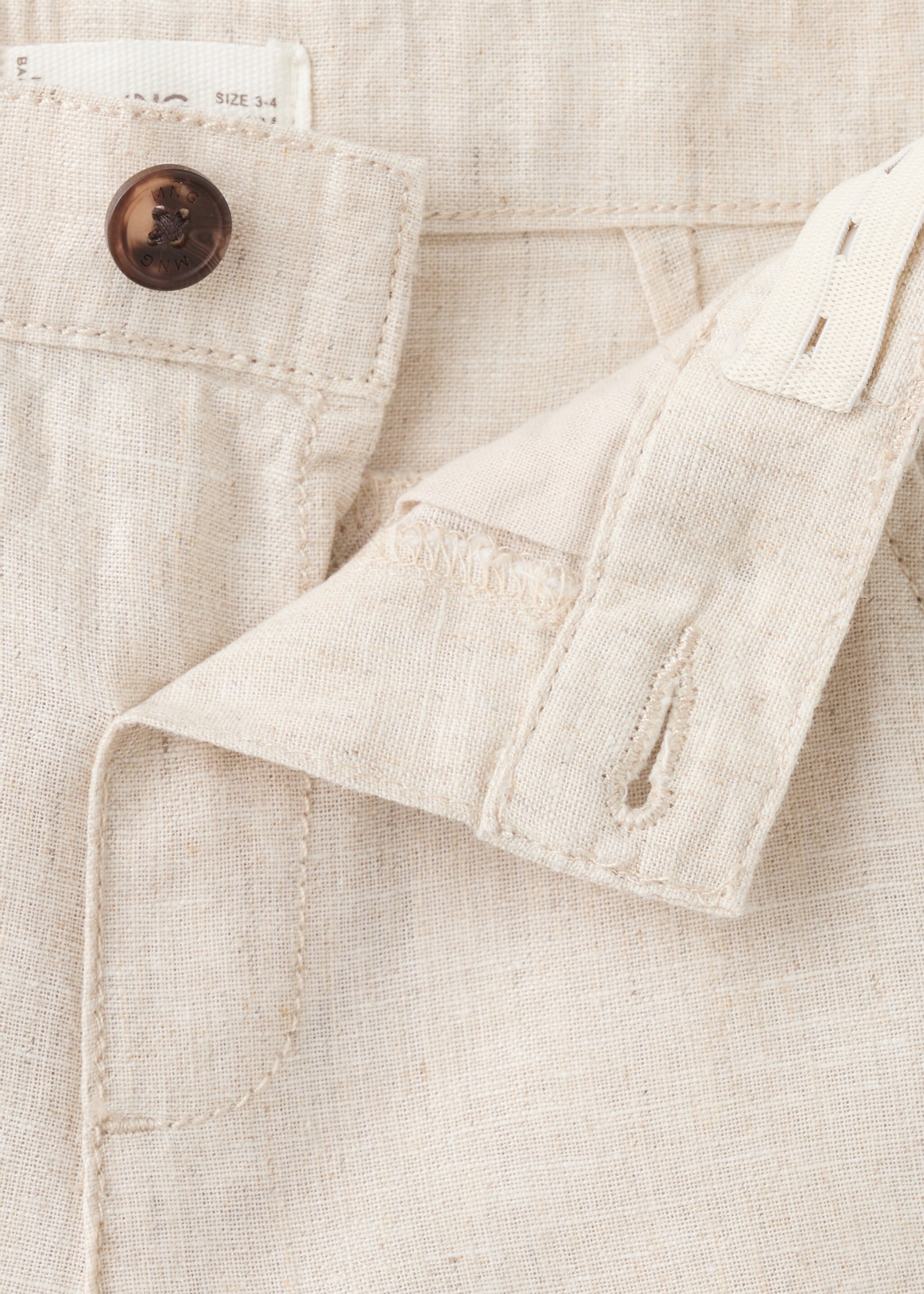 Linen-blend Bermuda shorts - Details of the article 8, Sand. Ref: 27076339-00.