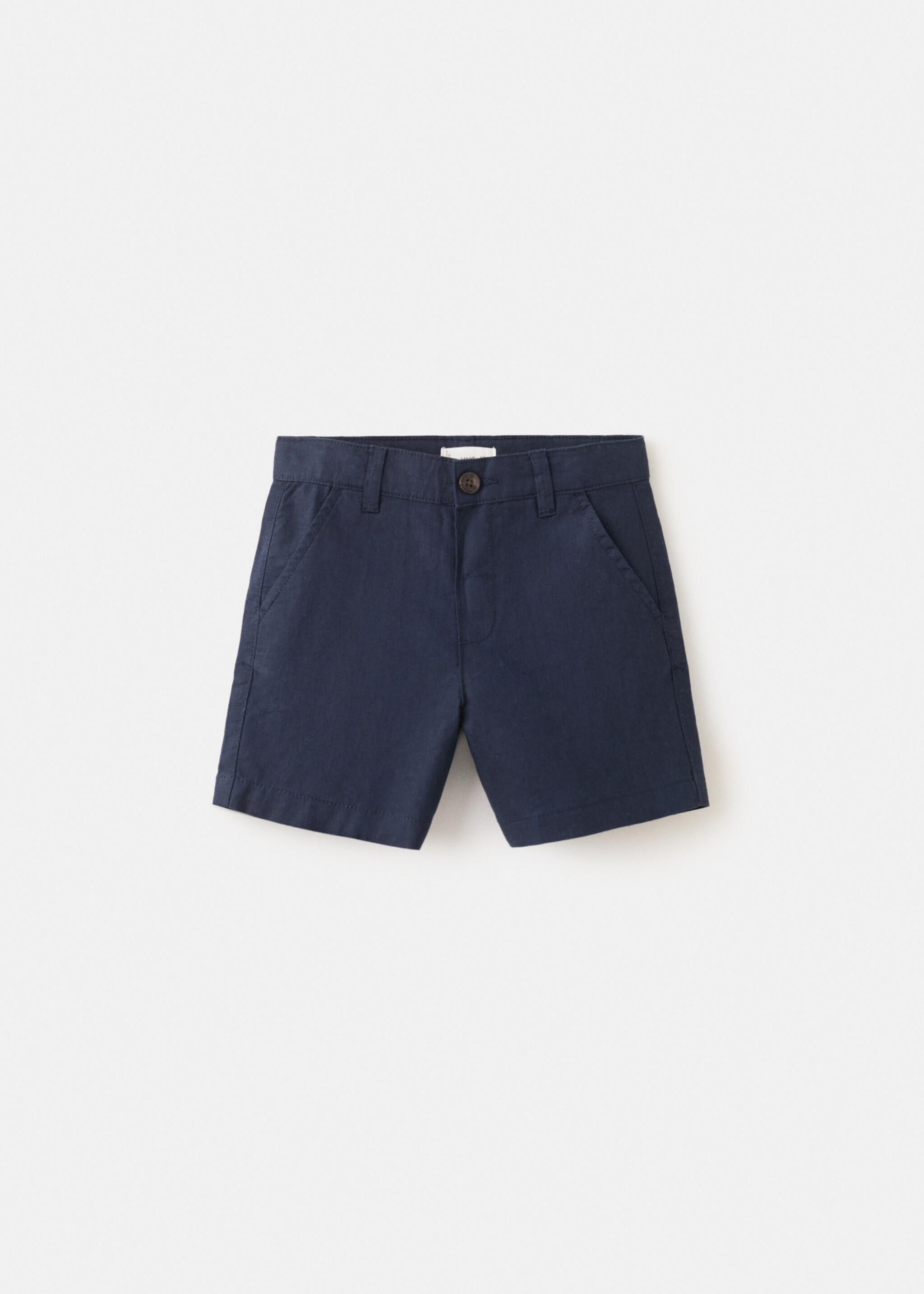 Linen-blend Bermuda shorts - Article without model, Navy. Ref: 27076339-00.