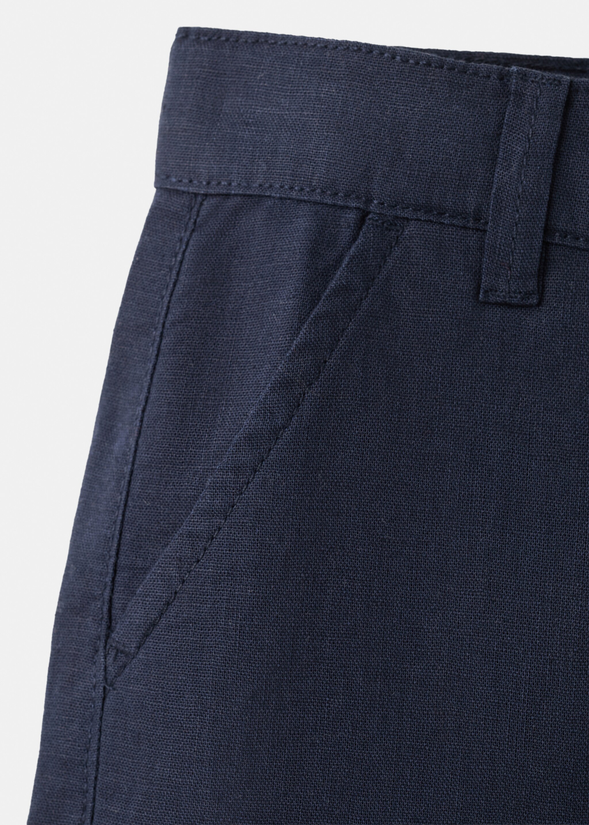 Linen-blend Bermuda shorts - Details of the article 0, Navy. Ref: 27076339-00.