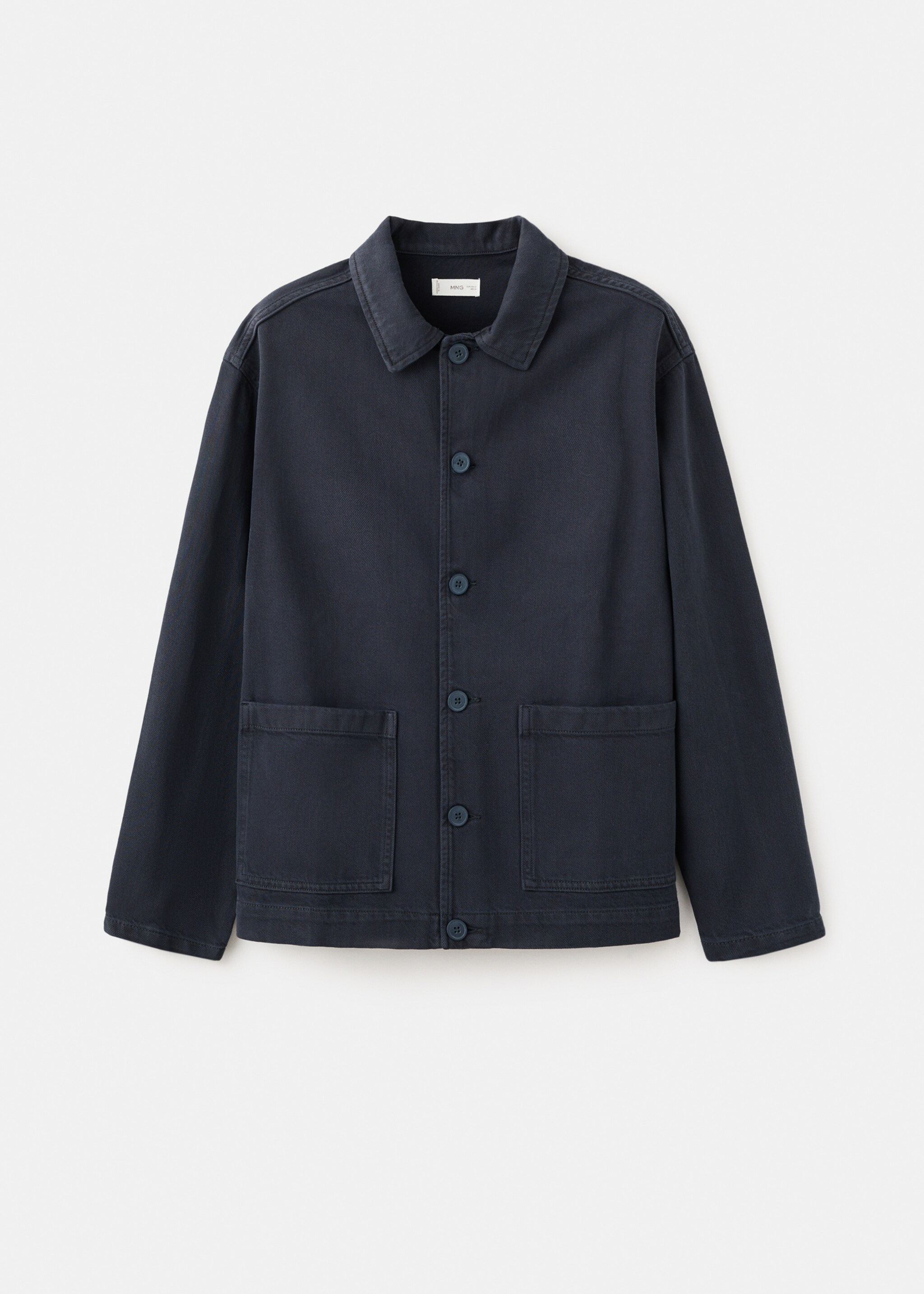 Chest-pocket cotton shirt - Article without model, Dark Navy. Ref: 27076343-00.