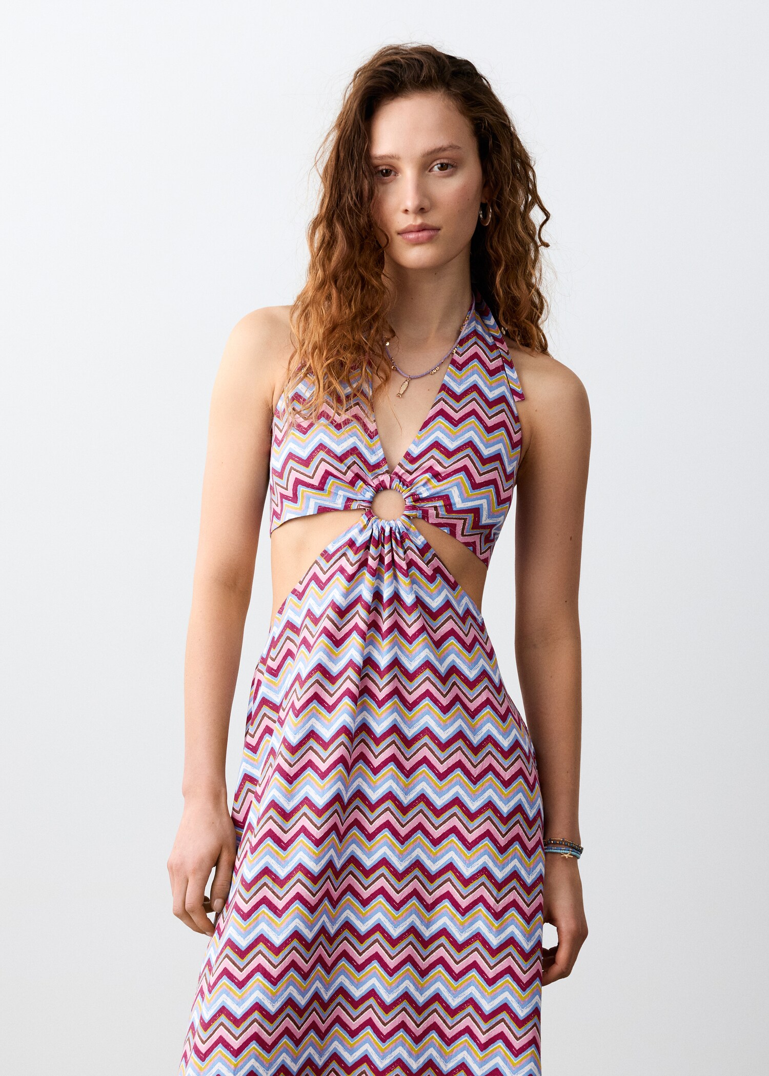 Printed dress with cut-out - Medium plane