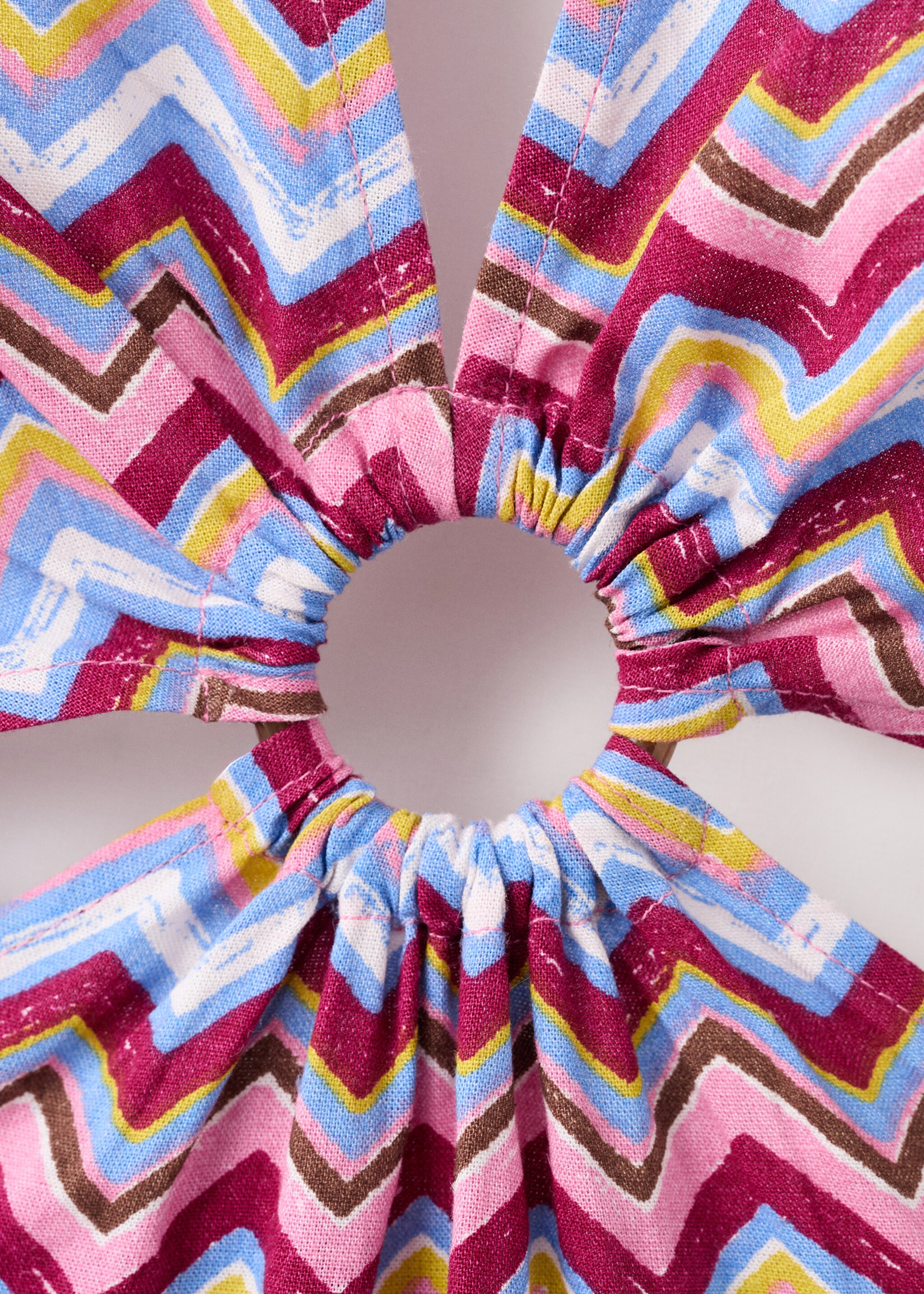 Printed dress with cut-out - Details of the article 8, Sky Blue. Ref: 27076346-00.