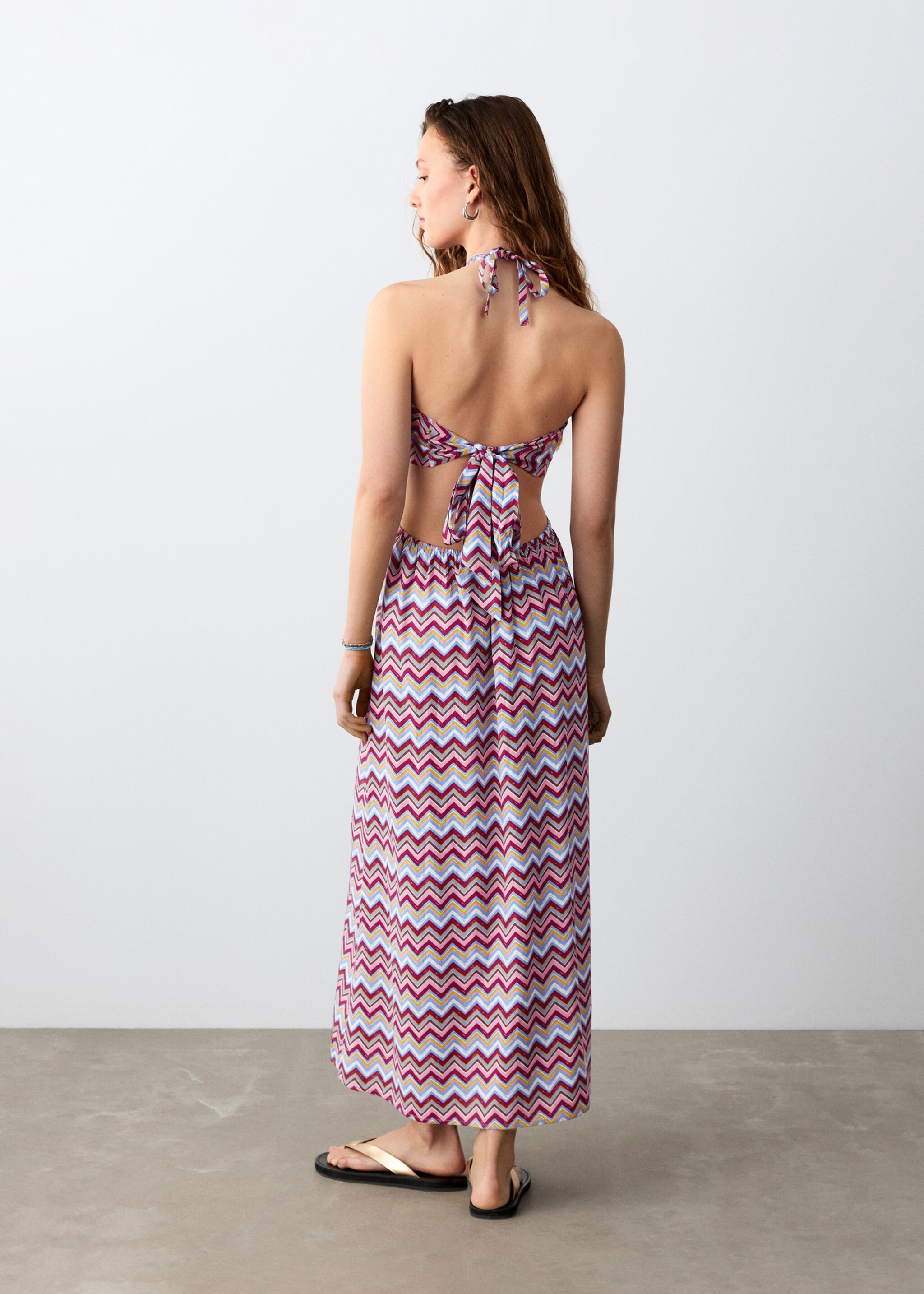 Printed dress with cut-out - Reverse of the article, Sky Blue. Ref: 27076346-00.