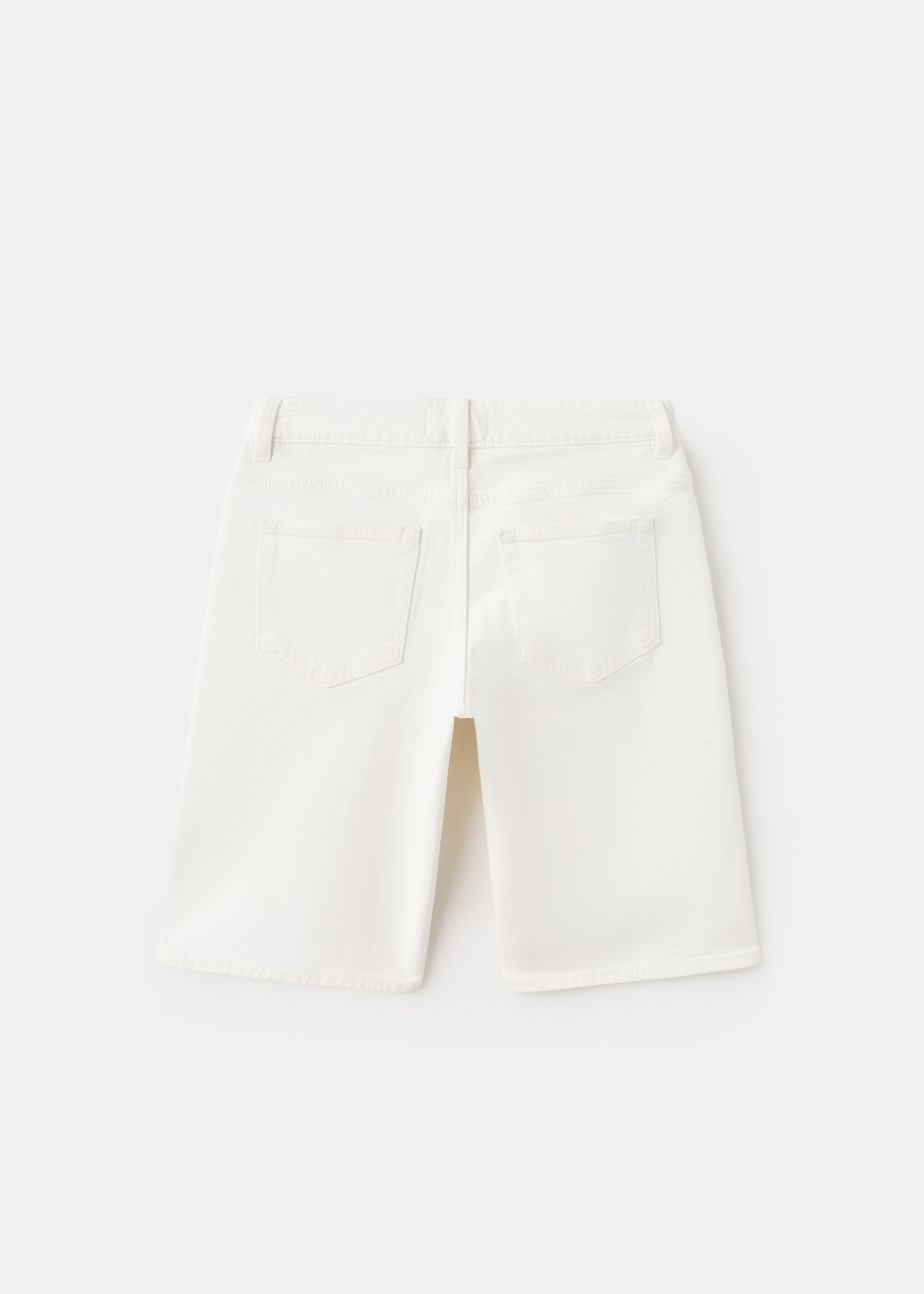 Straight-fit denim bermuda shorts - Reverse of the article, White. Ref: 27076348-00.