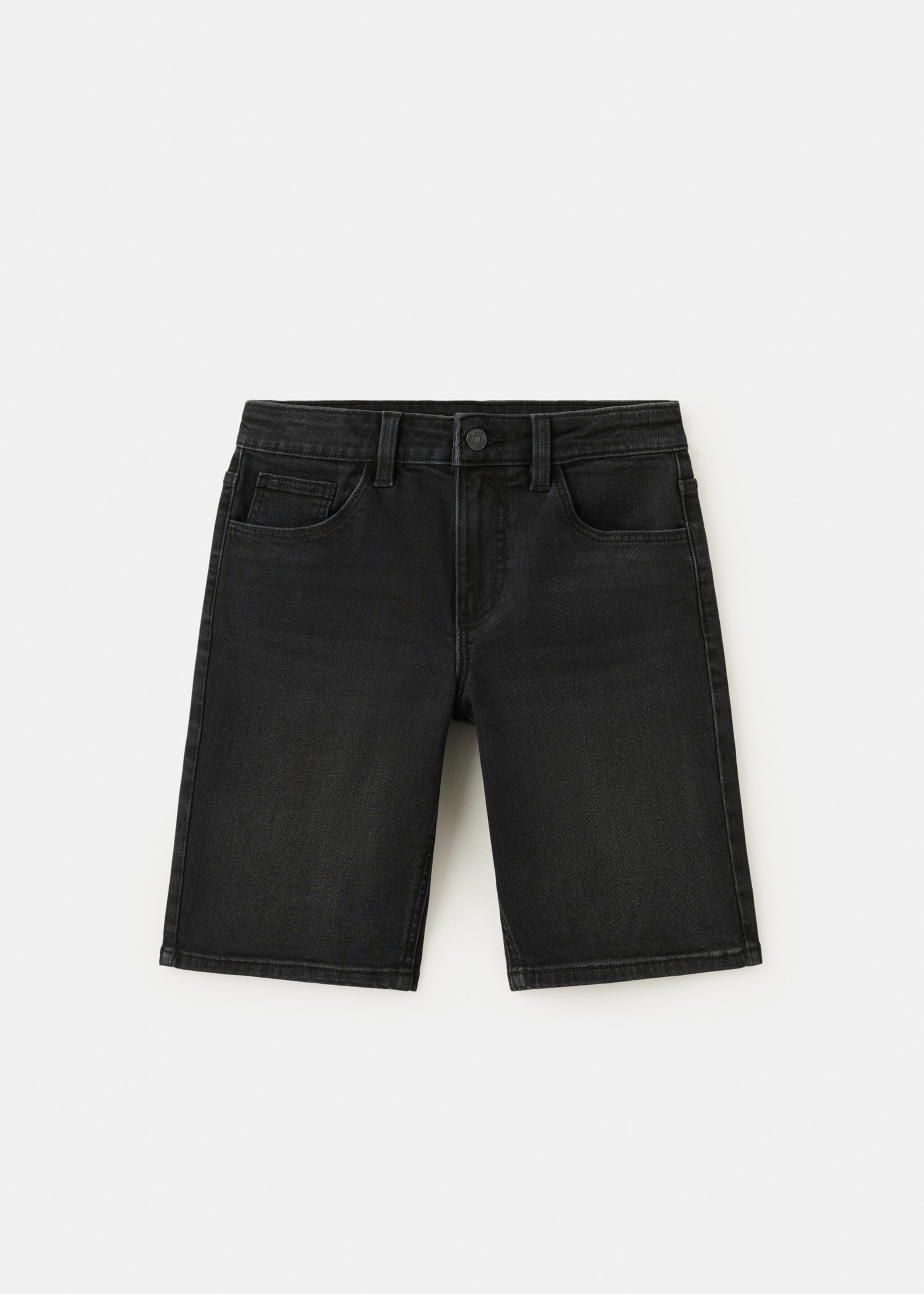 Straight-fit denim bermuda shorts - Article without model, Black denim. Ref: 27076348-00.