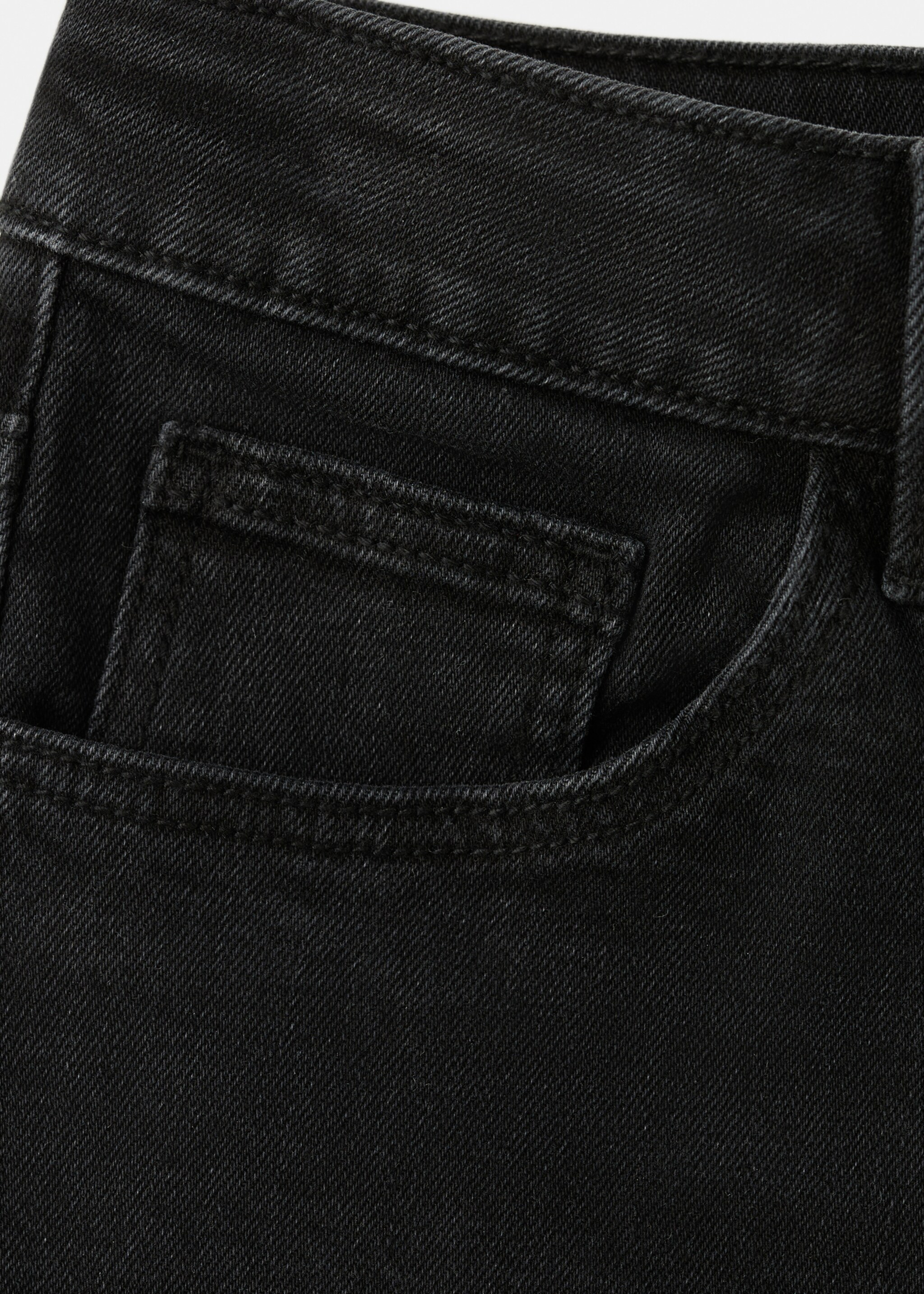 Straight-fit denim bermuda shorts - Details of the article 0, Black denim. Ref: 27076348-00.