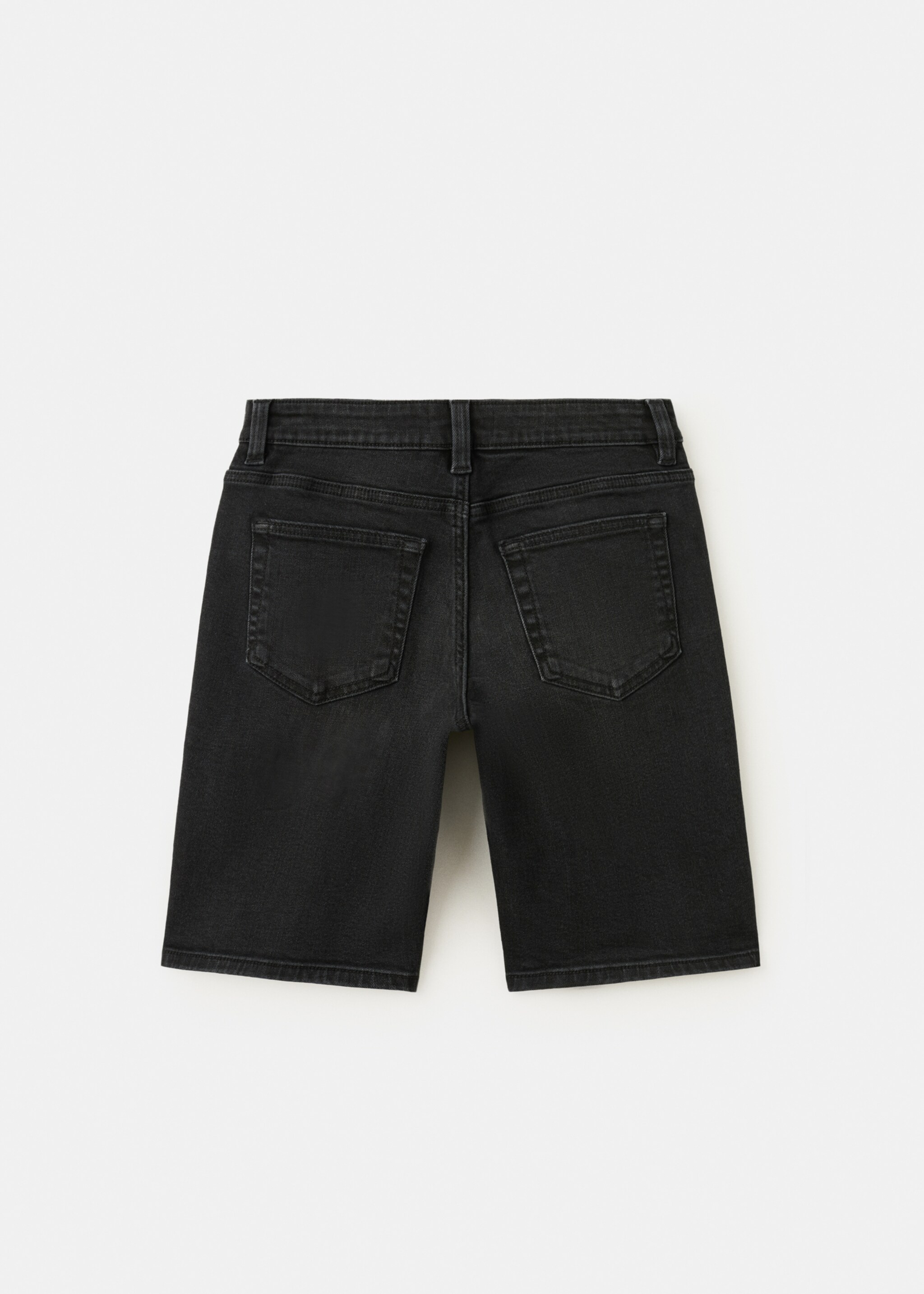 Straight-fit denim bermuda shorts - Reverse of the article, Black denim. Ref: 27076348-00.