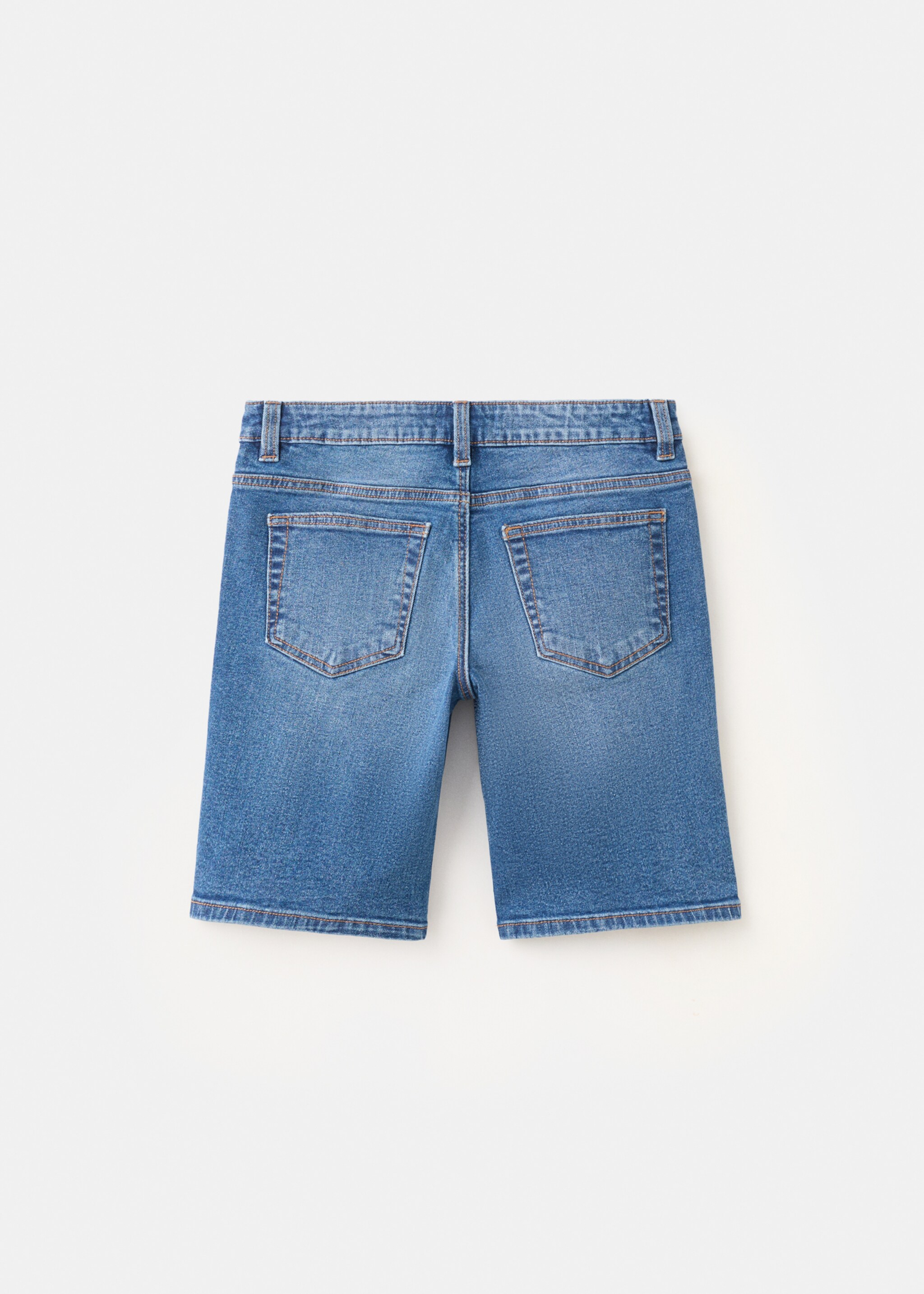 Straight-fit denim bermuda shorts - Reverse of the article, Dark Blue. Ref: 27076348-00.