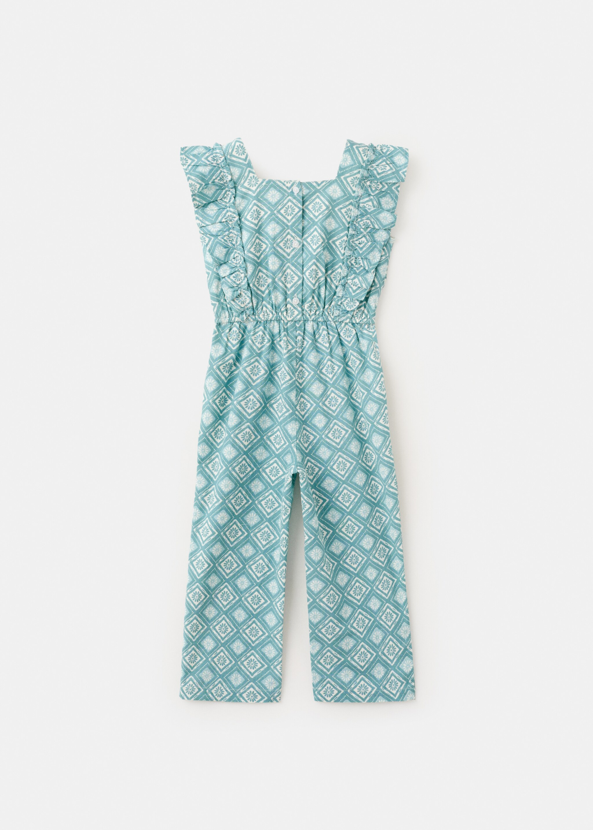 Frills printed jumpsuit - Reverse of the article, Pastel Green. Ref: 27076349-00.