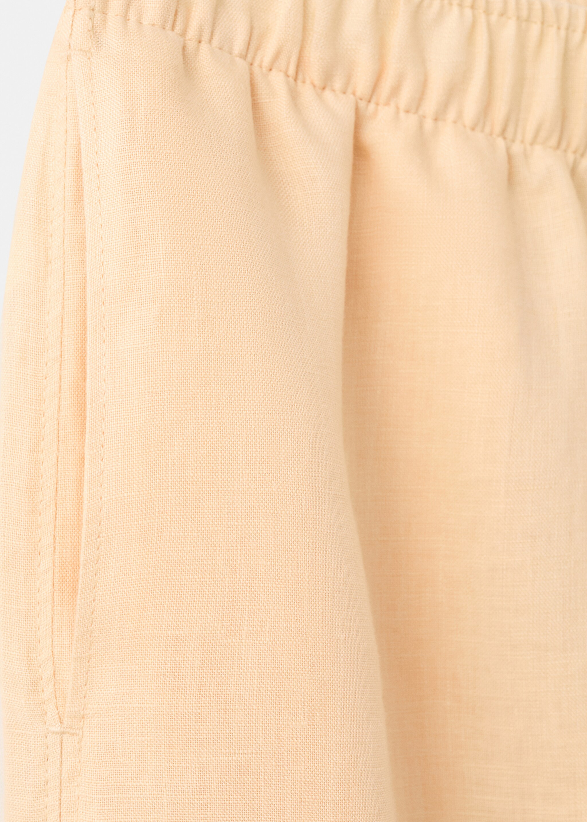 Straight linen-blend trousers - Details of the article 0, Pastel Yellow. Ref: 27076356-00.