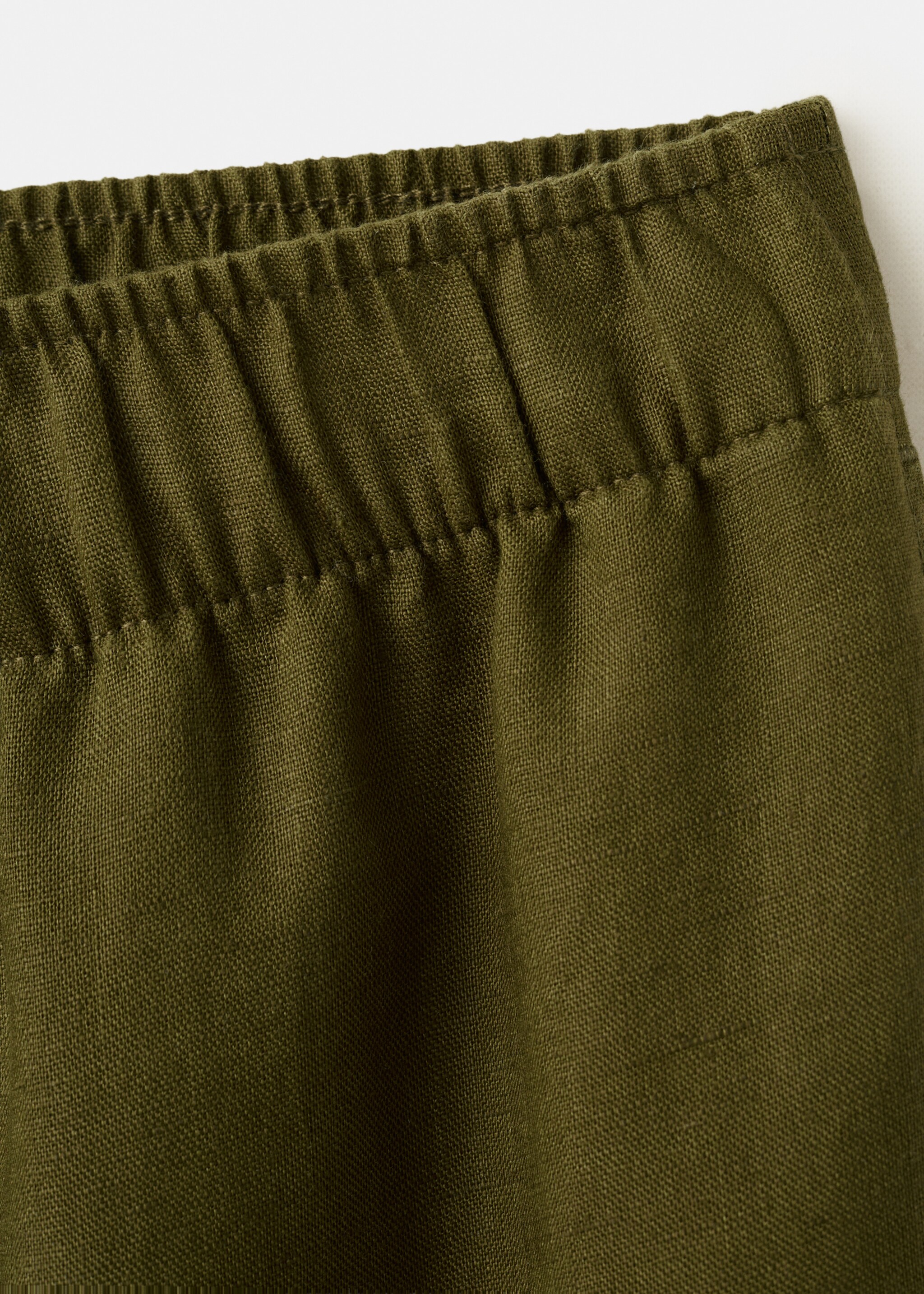 Straight linen-blend trousers - Details of the article 0, Olive Green. Ref: 27076356-00.