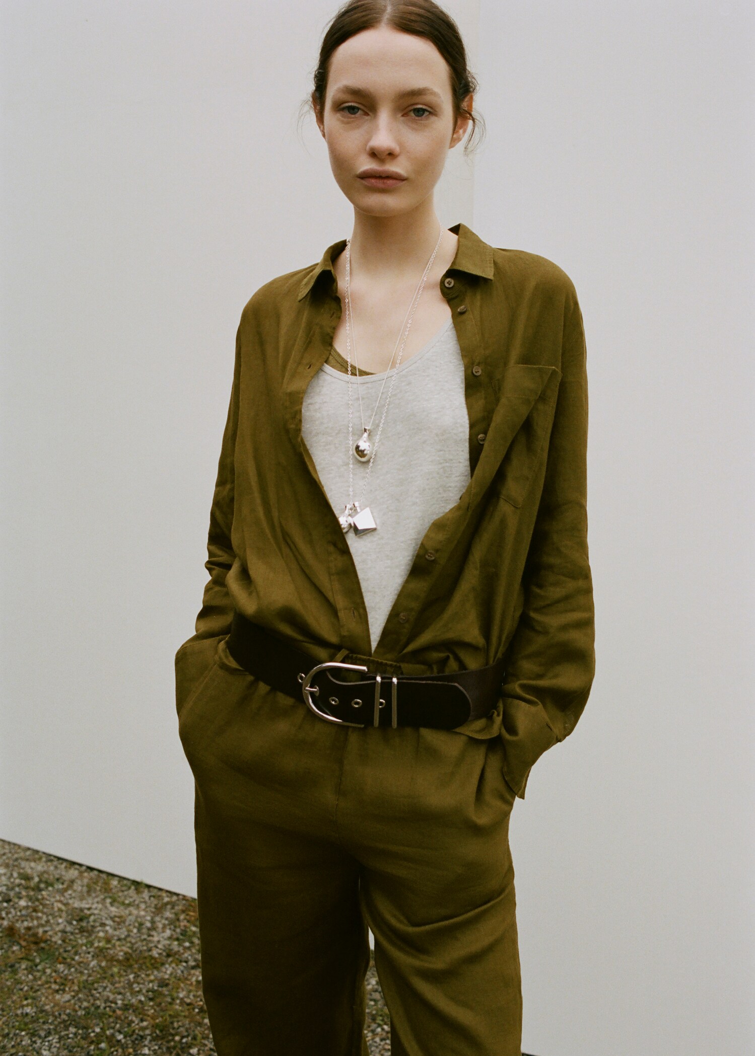 سروال مستقيم من مزيج الكتان - تفاصيل المنتج 1