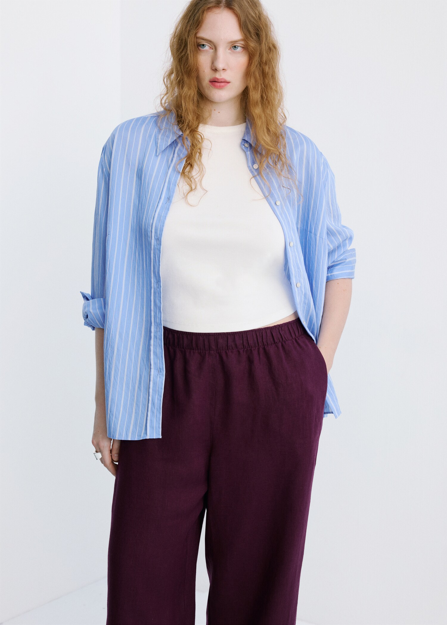 Straight linen-blend trousers - Details of the article 5