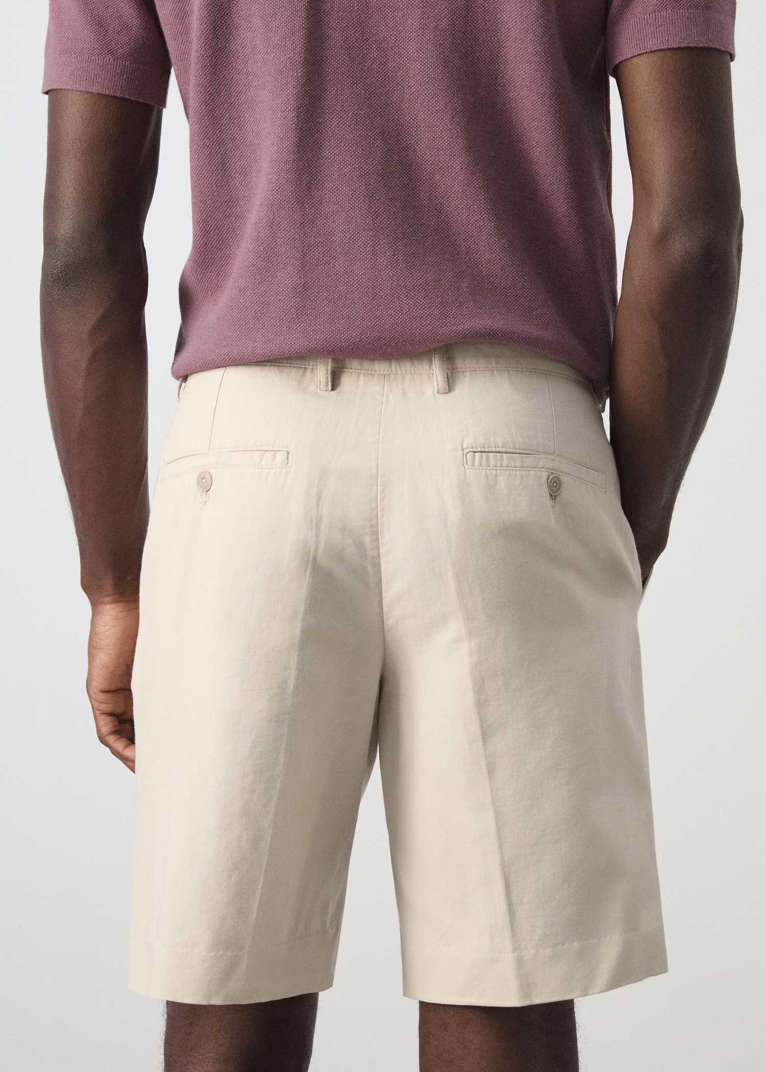 Regular fit cotton-linen Bermuda shorts - Details of the article 6