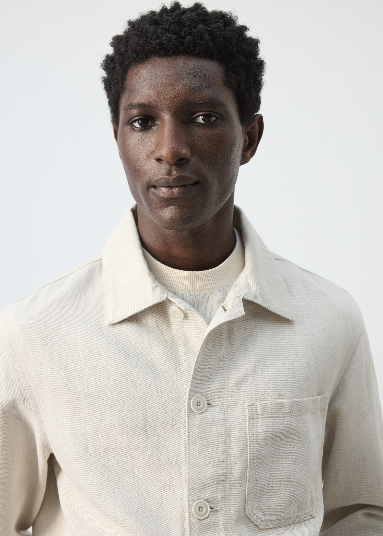 Cotton linen denim jacket - Details of the article 1