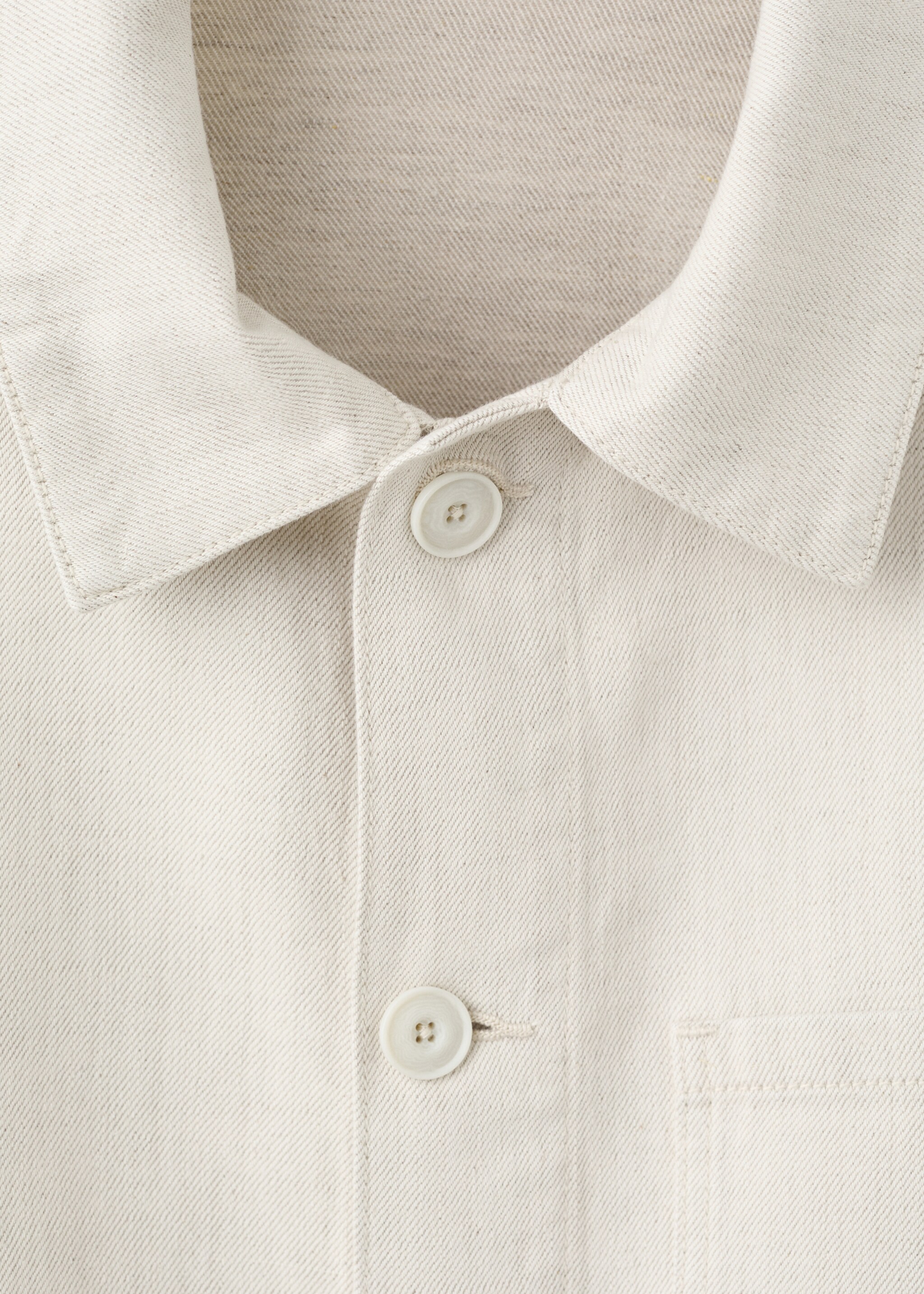 Cotton linen denim jacket - Details of the article 8, Ecru. Ref: 27076710-00.