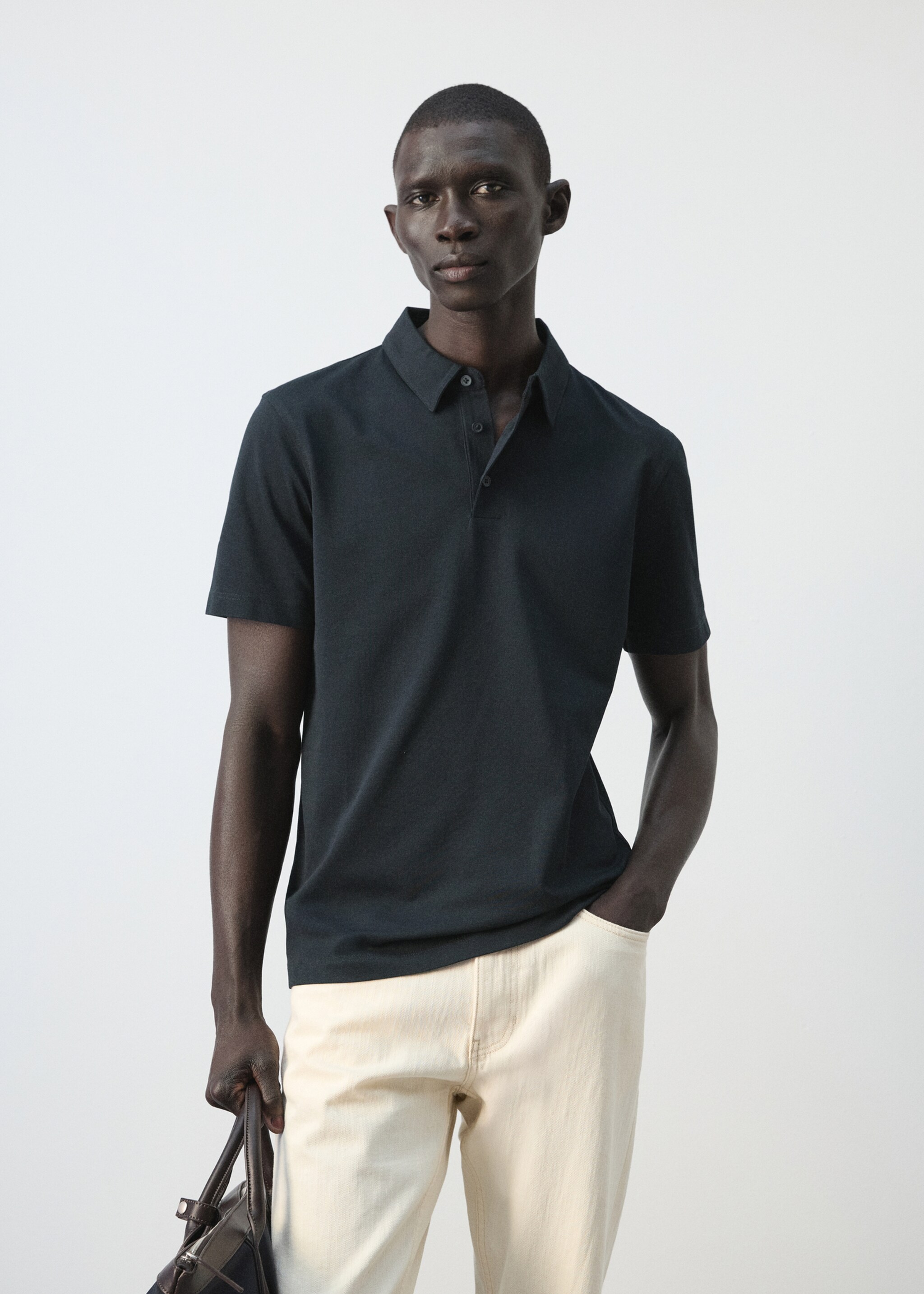 修身版型珠地布Polo衫 - null, 海军蓝. Ref: 27076711-00.