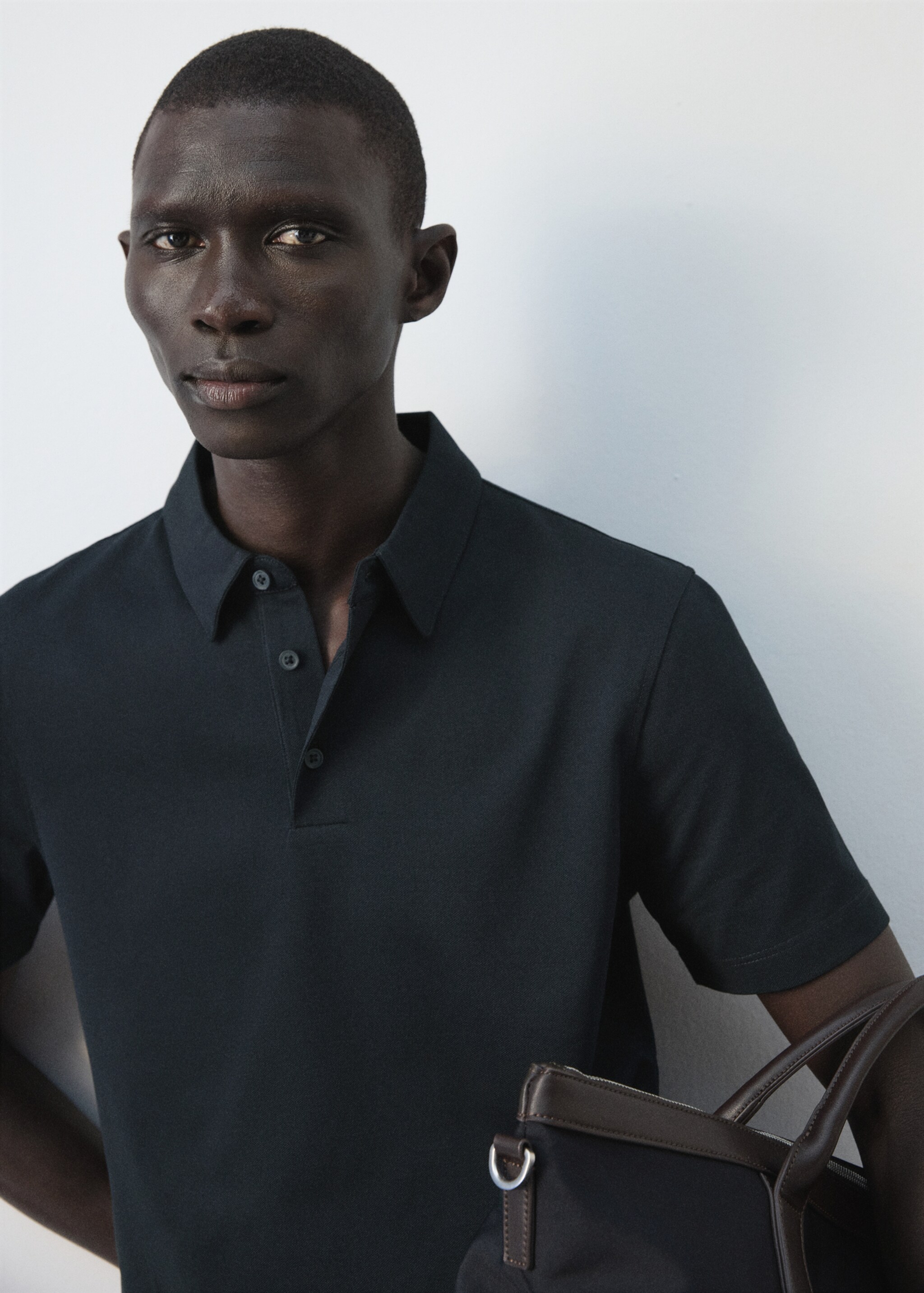 修身版型珠地布Polo衫 - null, 海军蓝. Ref: 27076711-00.