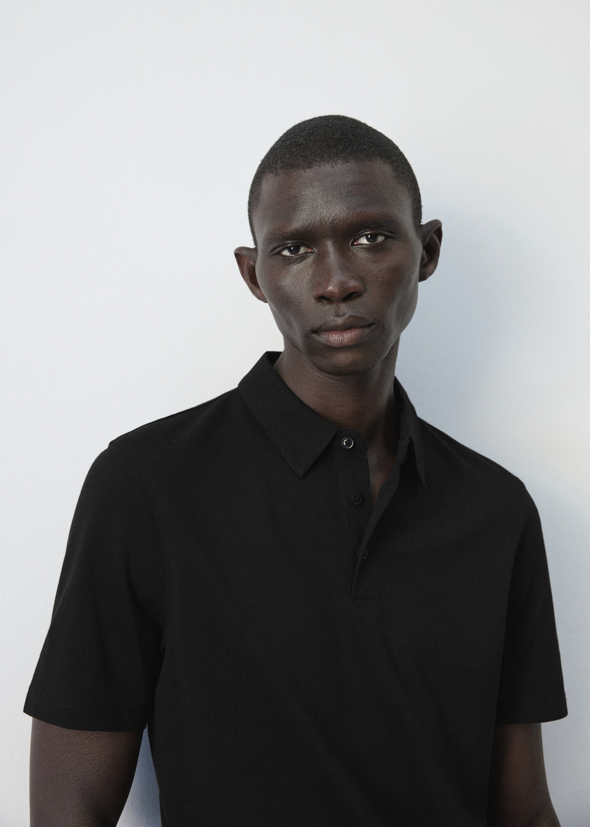 修身版型珠地布Polo衫 - null, 黑色. Ref: 27076711-00.