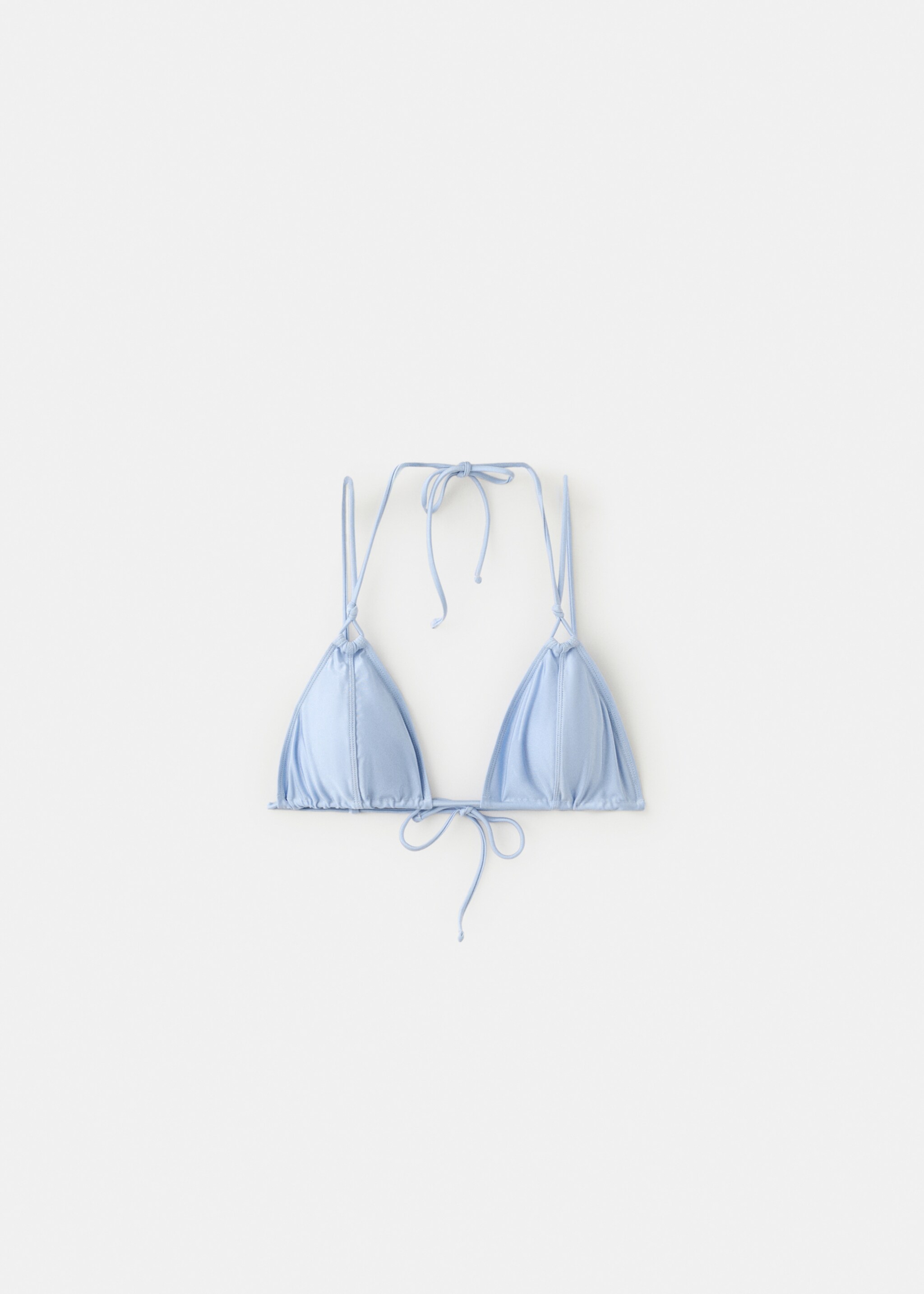 Satin effect tie bikini top - Изделие без модели, Небесно-голубой. Ref: 27076718-00.