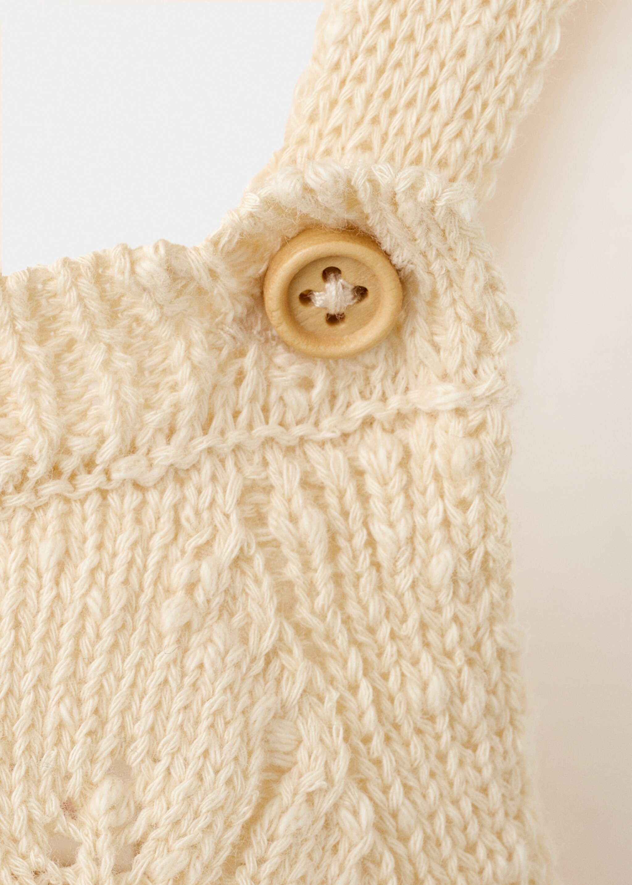 Cotton openwork knitted romper - Details of the article 0, Yellow. Ref: 27076722-00.