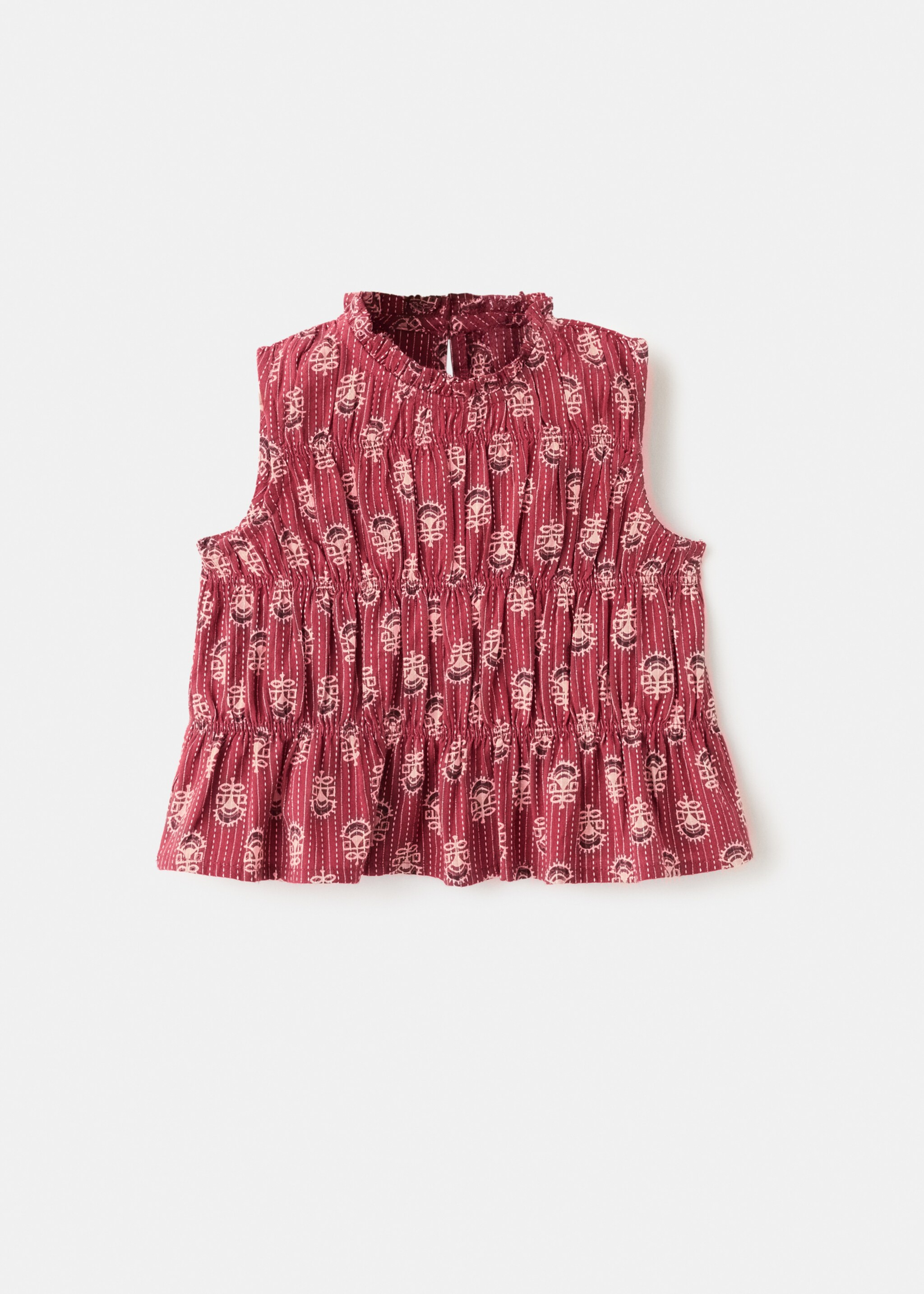 Printed cotton blouse - Article without model, Strawberry. Ref: 27076724-00.