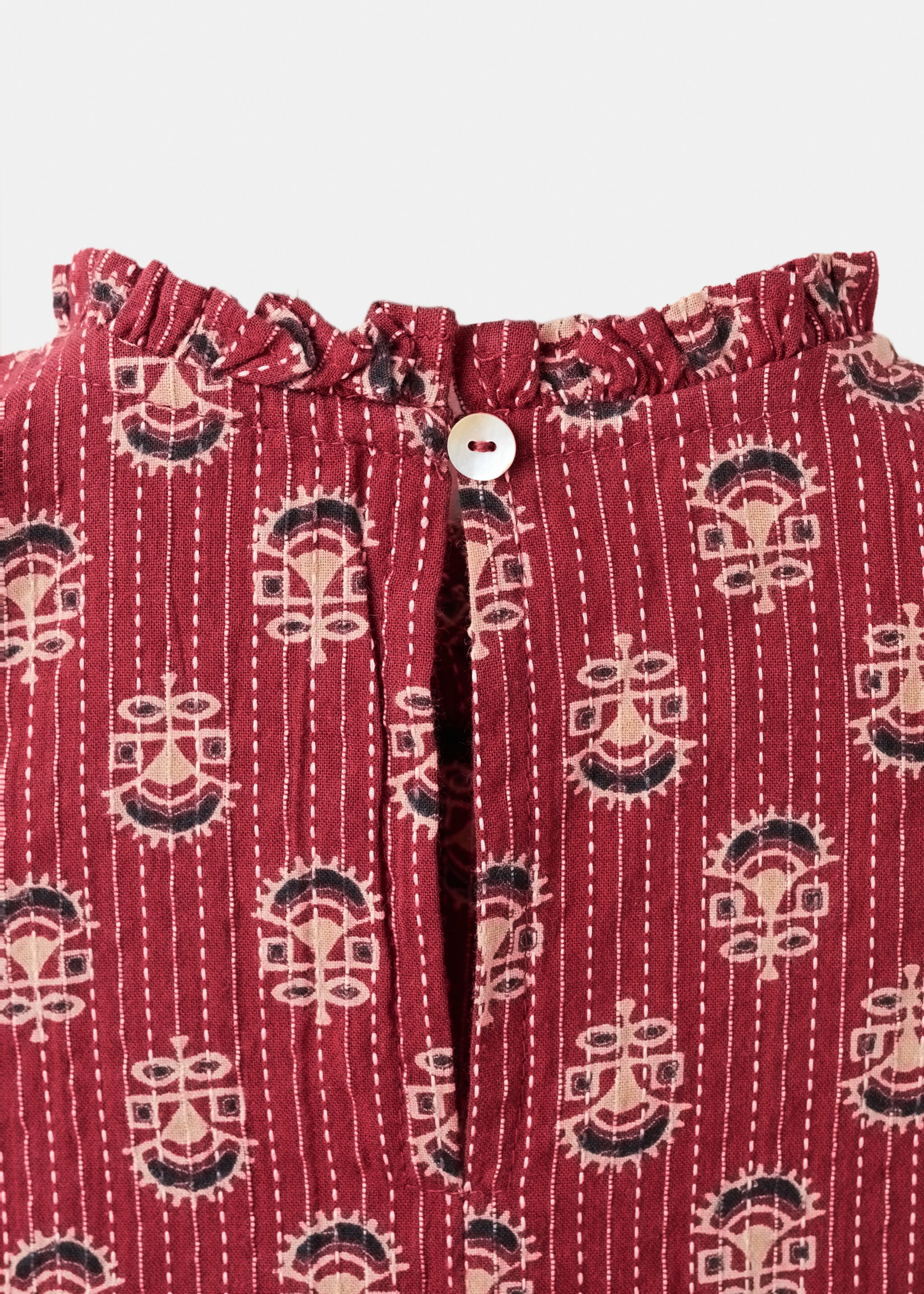 Printed cotton blouse - Details of the article 0, Strawberry. Ref: 27076724-00.