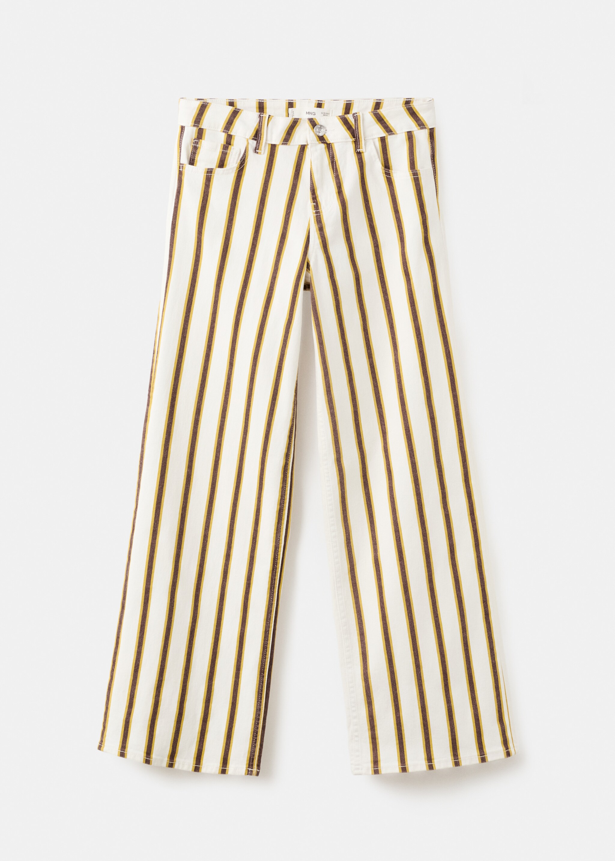 Jean low waist imprimé rayures - Article sans modèle, Écru. Ref: 27076726-00.