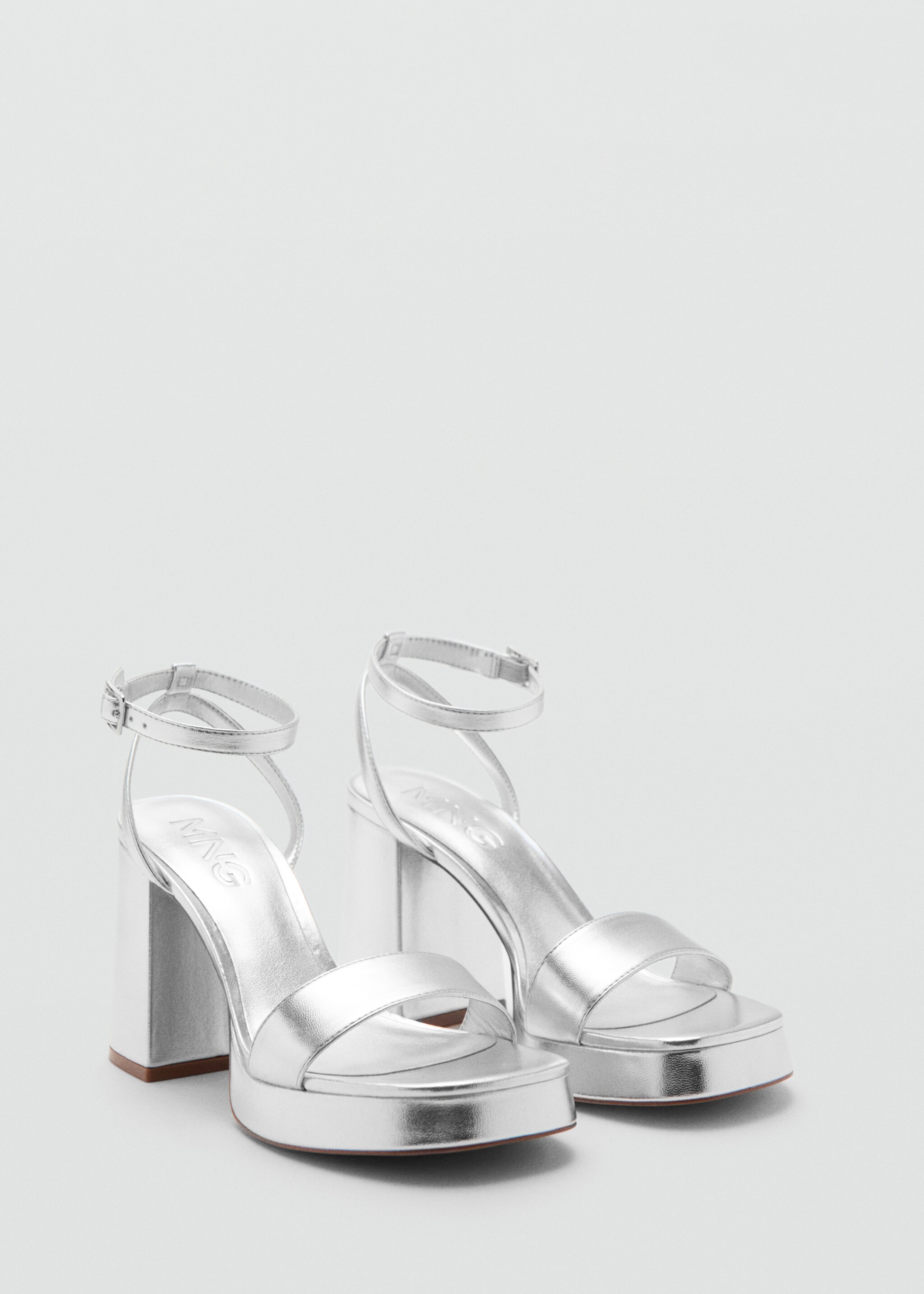 Metallic-effect heeled sandals - Medium plane, Silver. Ref: 27076728-00.