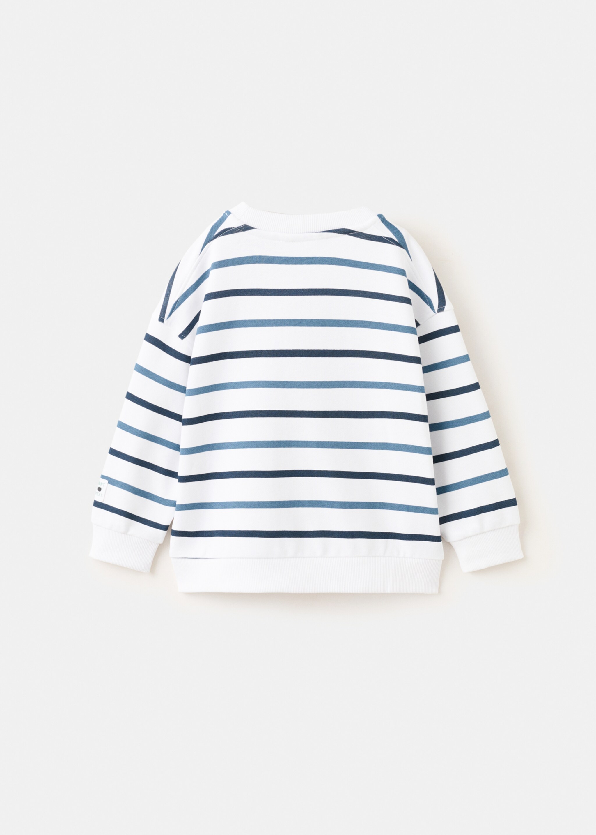 Sweat-shirt coton rayures - Verso de l’article, Bleu marine. Ref: 27076732-00.