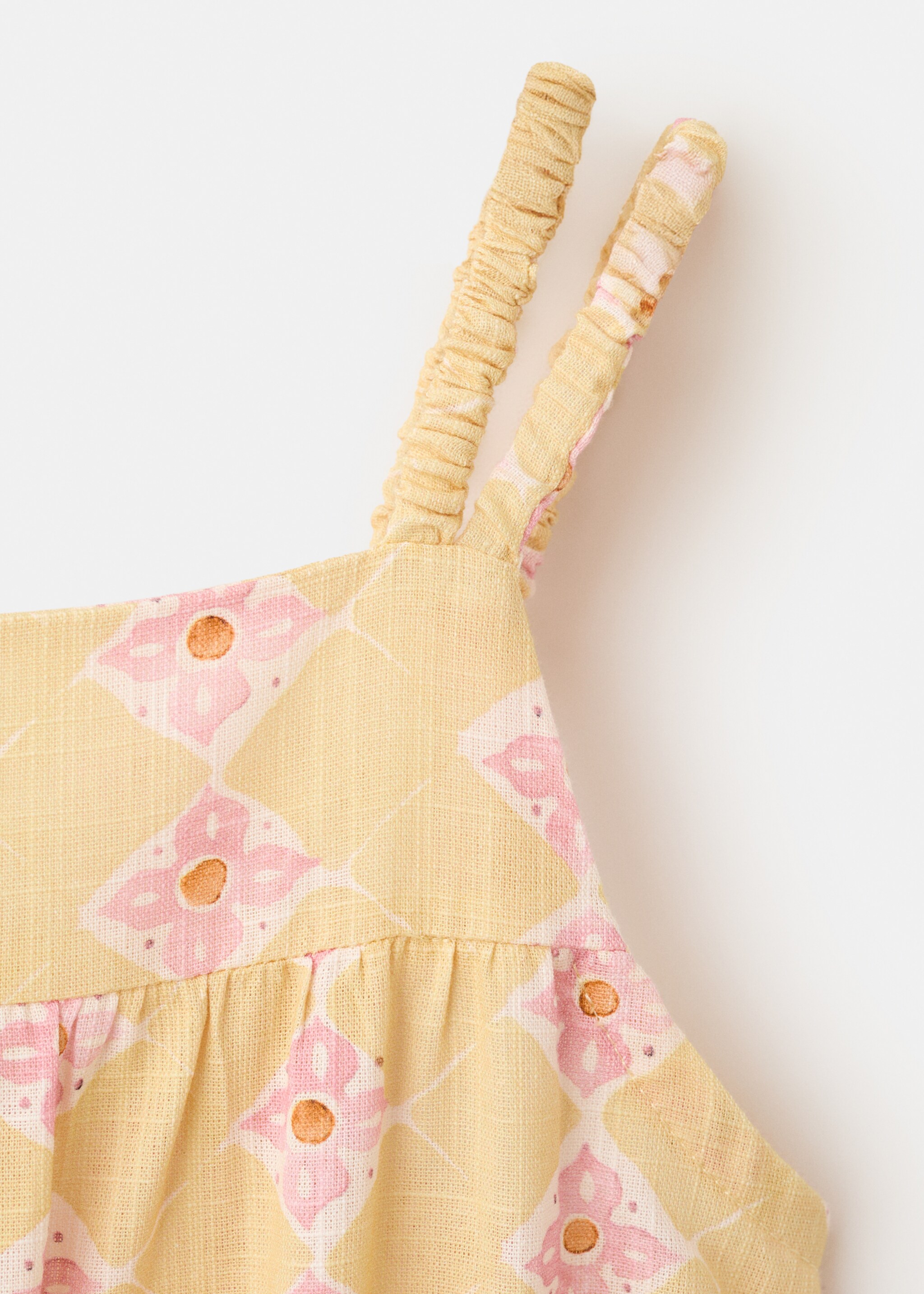 Long printed jumpsuit - Details of the article 8, Yellow. Ref: 27076751-00.