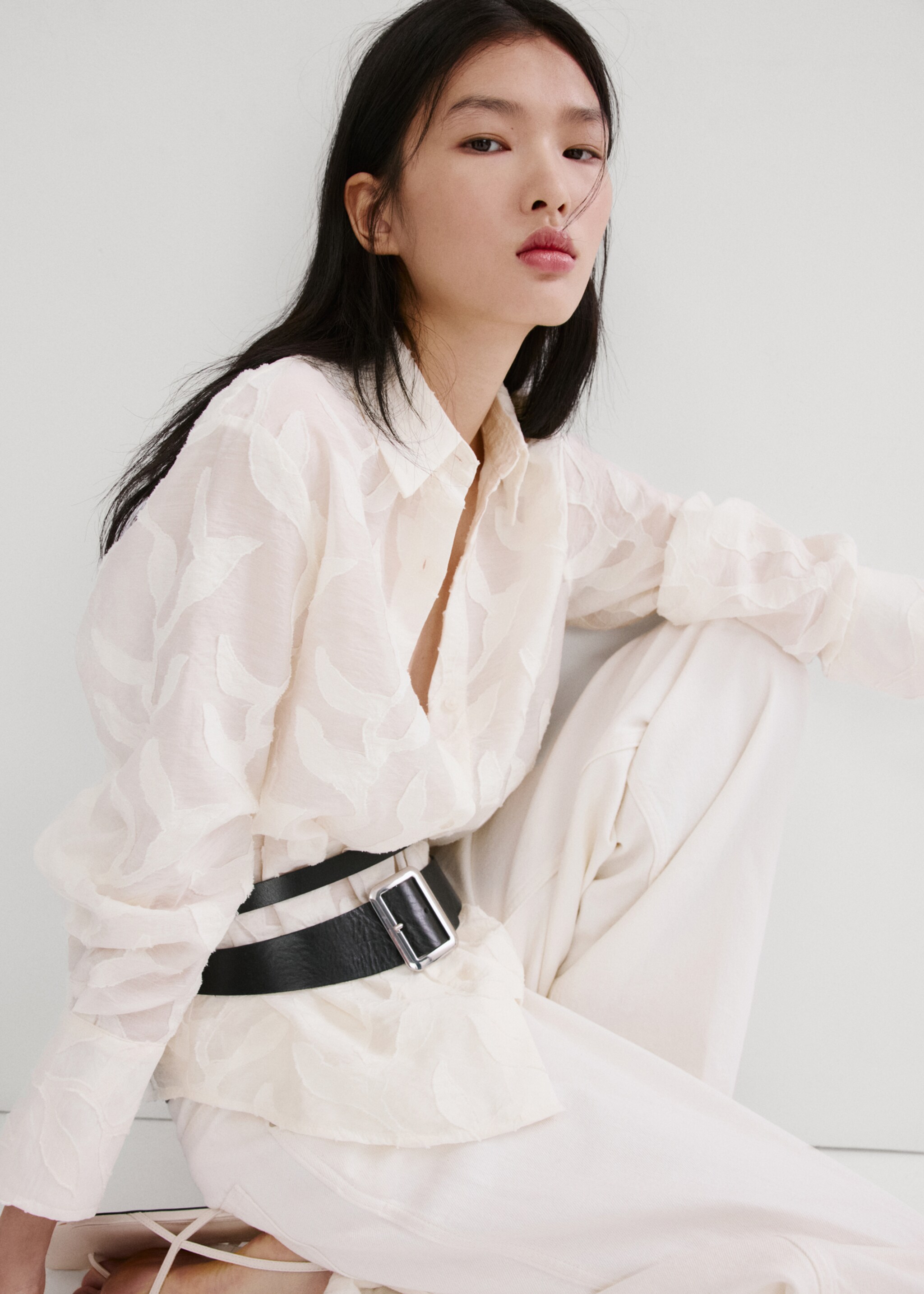 Blouse broderie florale - Détail de l'article 2, Blanc cassé. Ref: 27077140-00.