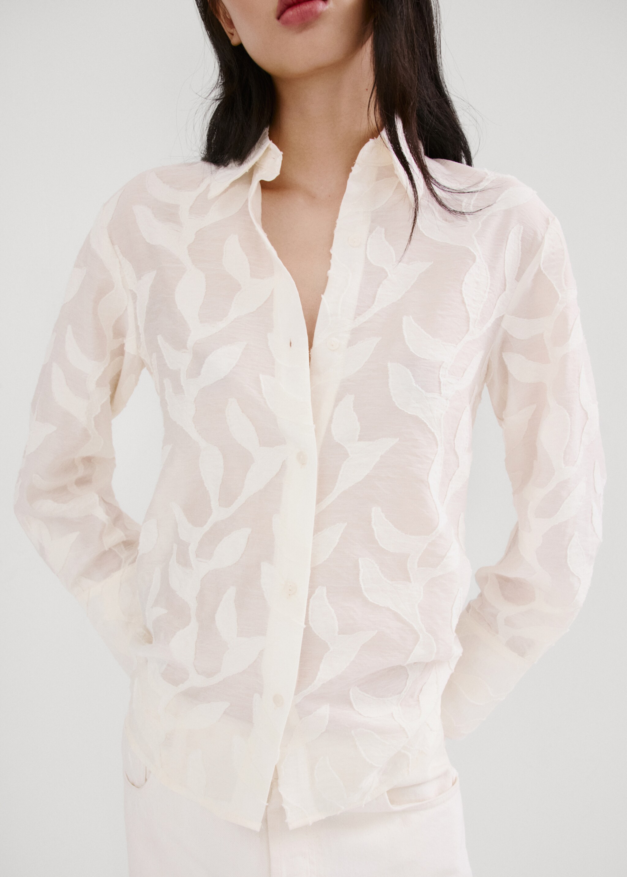 Blouse broderie florale - Détail de l'article 6, Blanc cassé. Ref: 27077140-00.