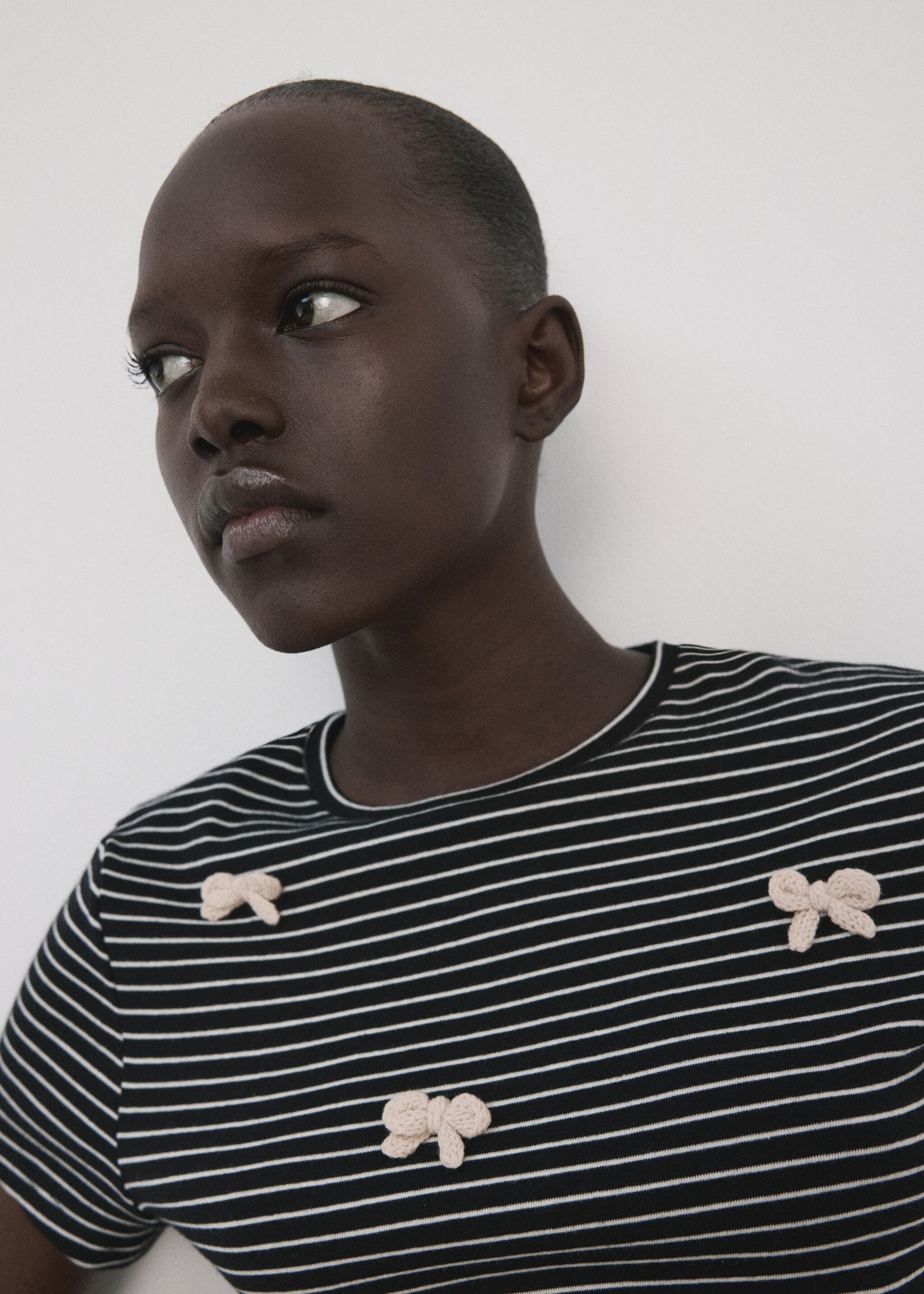 Striped T-shirt with ties - Medium plane, Navy. Ref: 27077151-00.