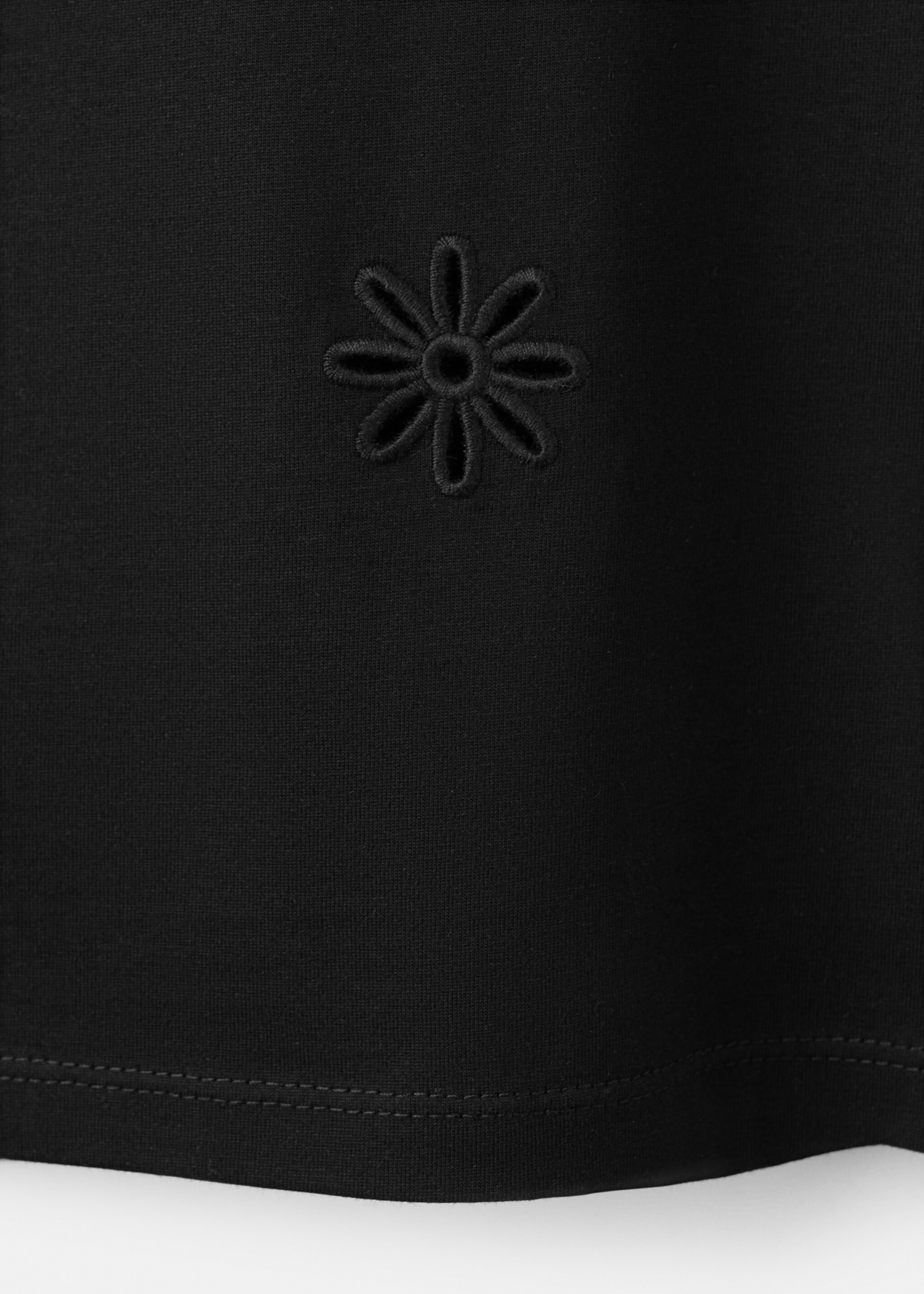 Embroidered cutwork cotton T-shirt - Details of the article 0, Black. Ref: 27077152-00.
