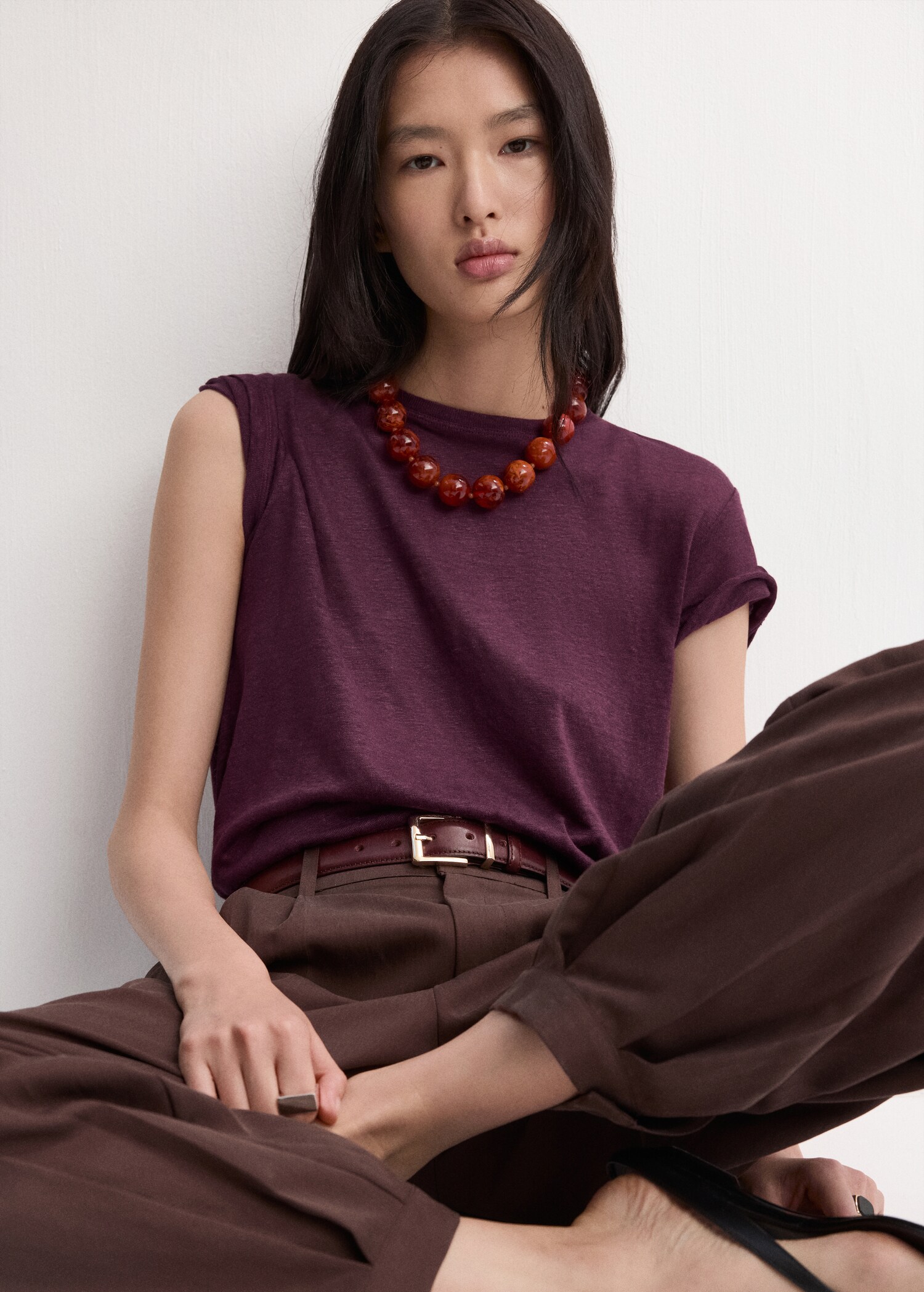 Short-sleeved linen t-shirt - Medium plane