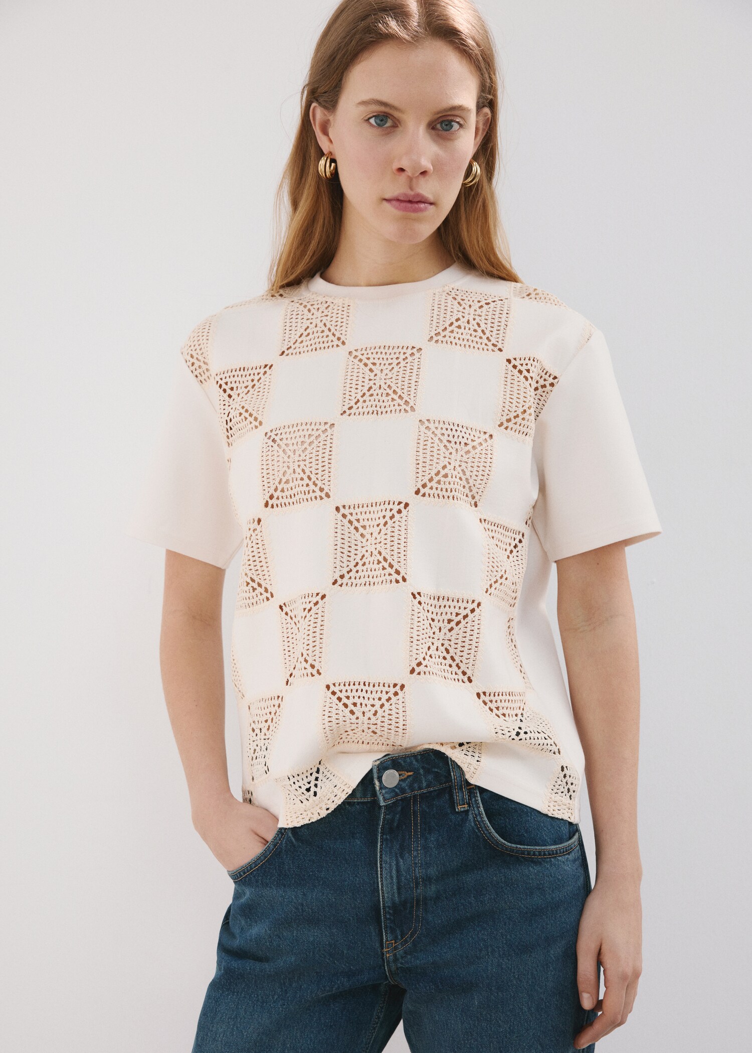 Crochet print T-shirt - Medium plane