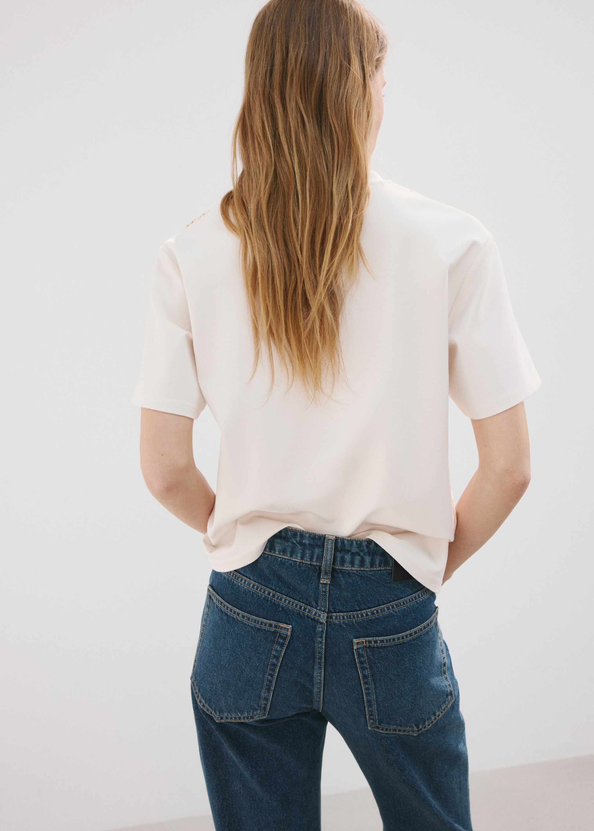 Crochet print T-shirt - Reverse of the article, Off White. Ref: 27077156-00.